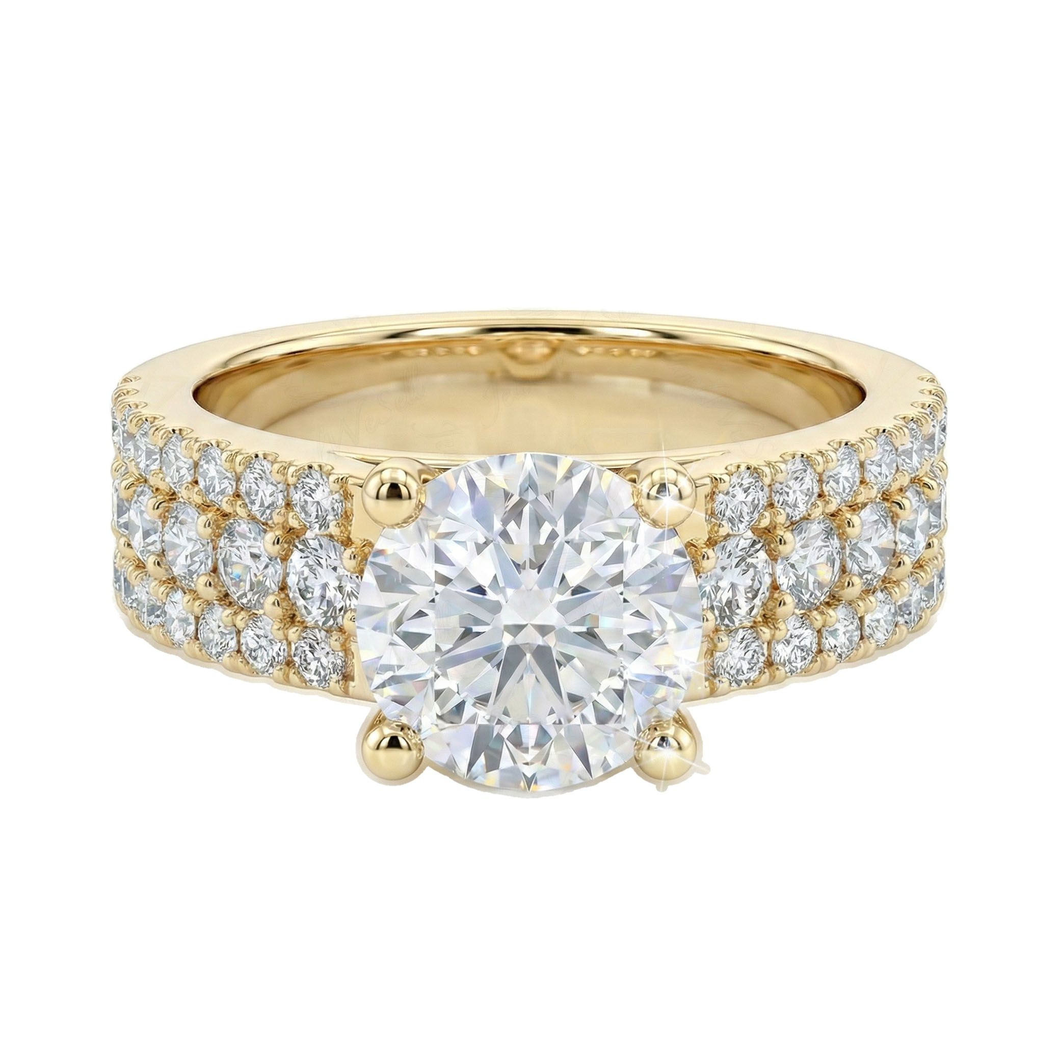 3.66 ct EF VS Lab Grown Diamond Solitaire with Accents Engagement Ring in 14k Yellow Gold _ Sz0400 104809