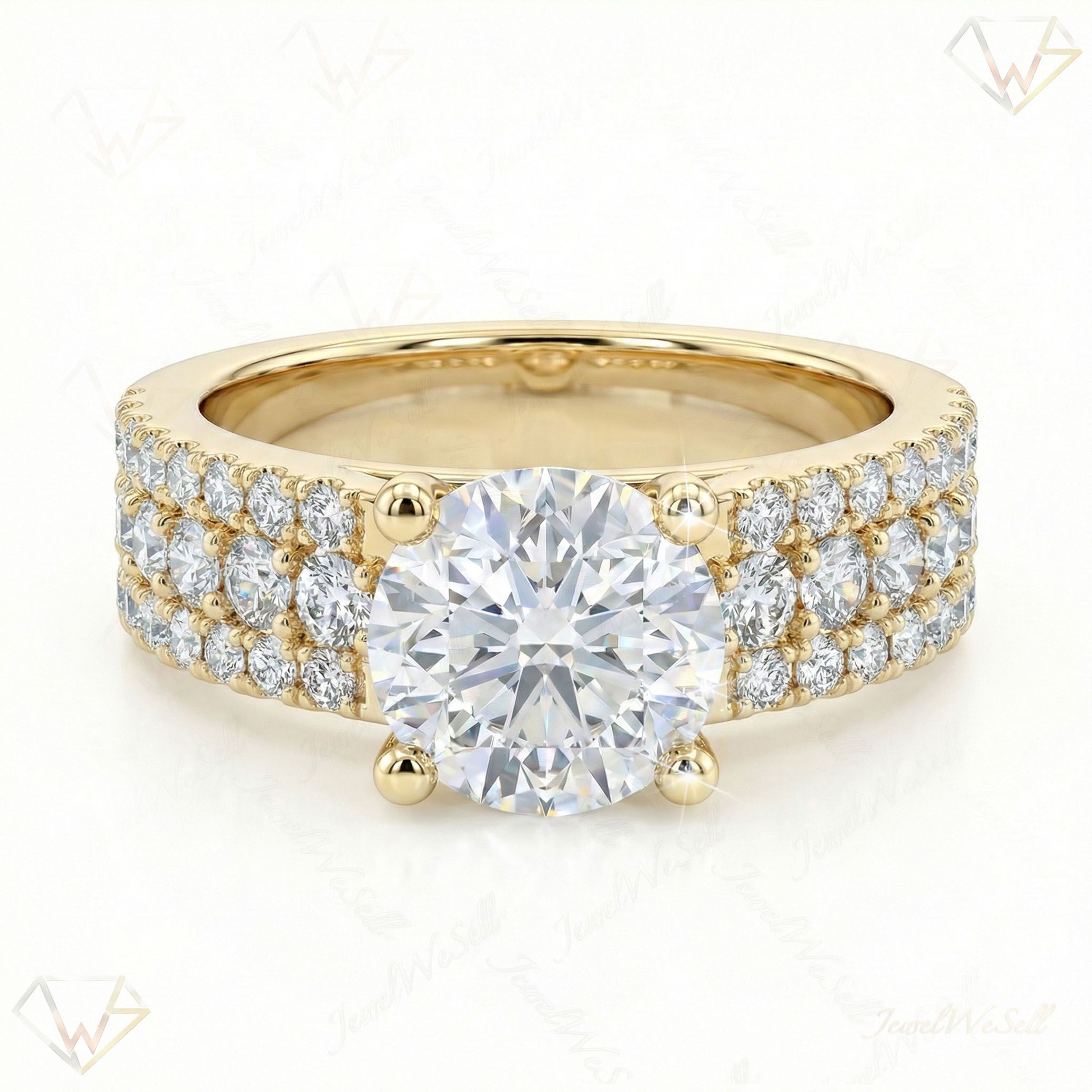 3.66 ct EF VS Lab Grown Diamond Solitaire with Accents Engagement Ring in 14k Yellow Gold _ Sz0650 104809