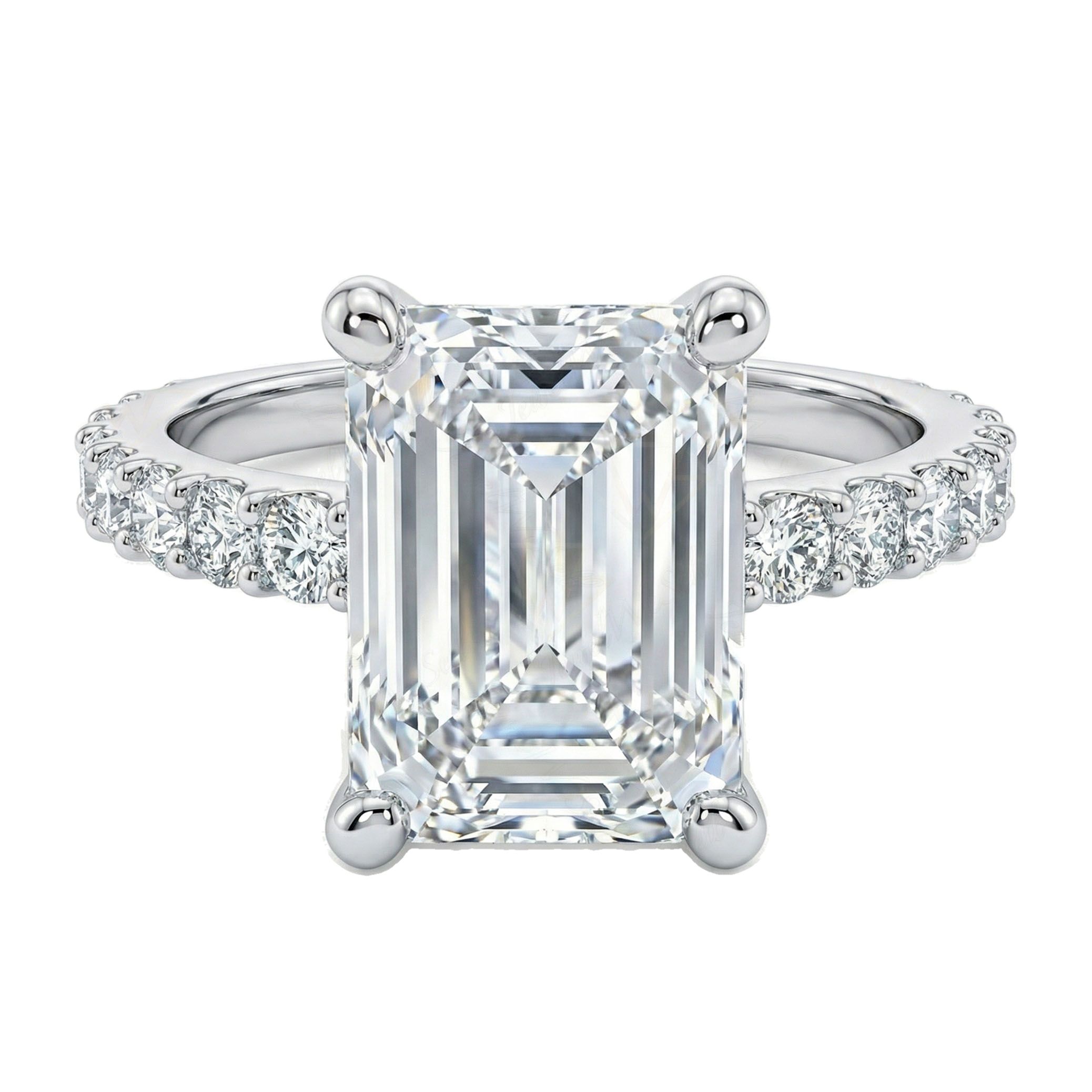 4.00 ct EF VS Lab Grown Diamond Solitaire with Accents Engagement Ring in 10k White Gold _ Sz0400 104818