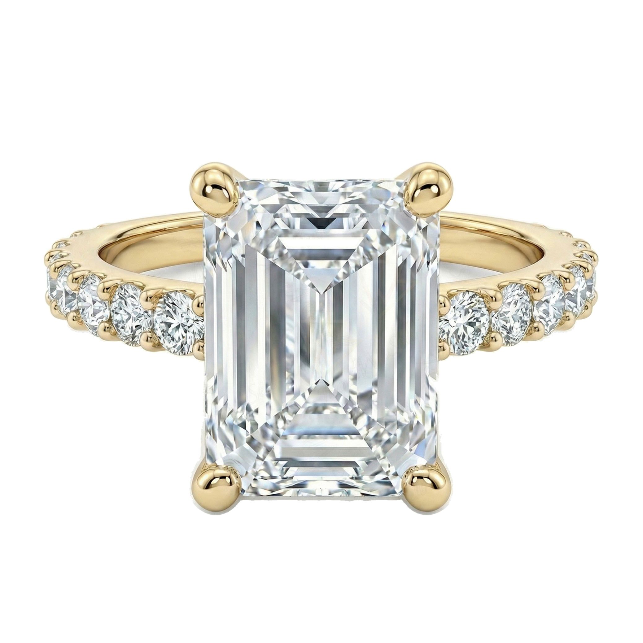 4.00 ct EF VS Lab Grown Diamond Solitaire with Accents Engagement Ring in 14k Yellow Gold _ Sz0550 104818