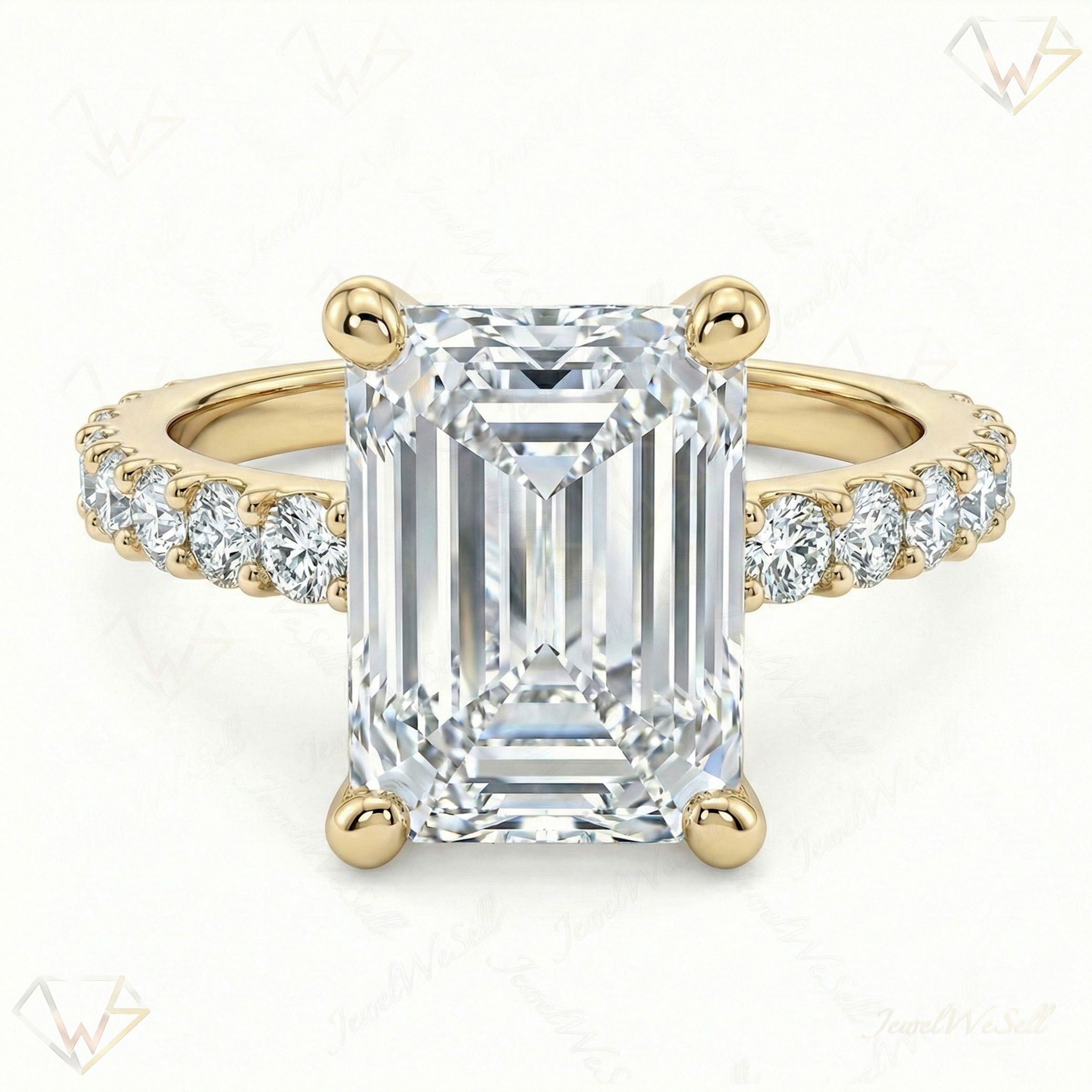 4.00 ct EF VS Lab Grown Diamond Solitaire with Accents Engagement Ring in 14k Yellow Gold _ Sz0700 104818