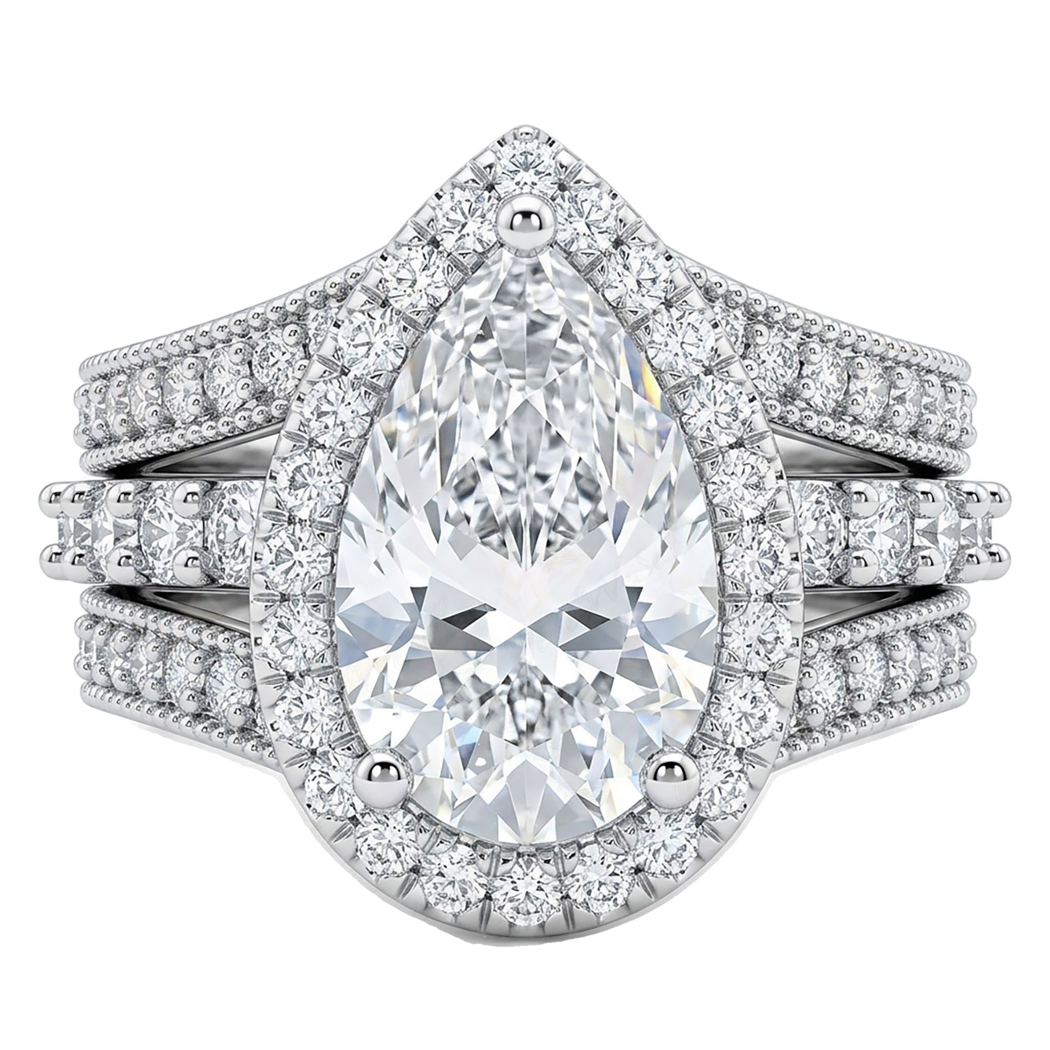 4.60 ct EF VS Lab Grown Diamond Halo Engagement Set in 10k White Gold _ Sz0575 104819