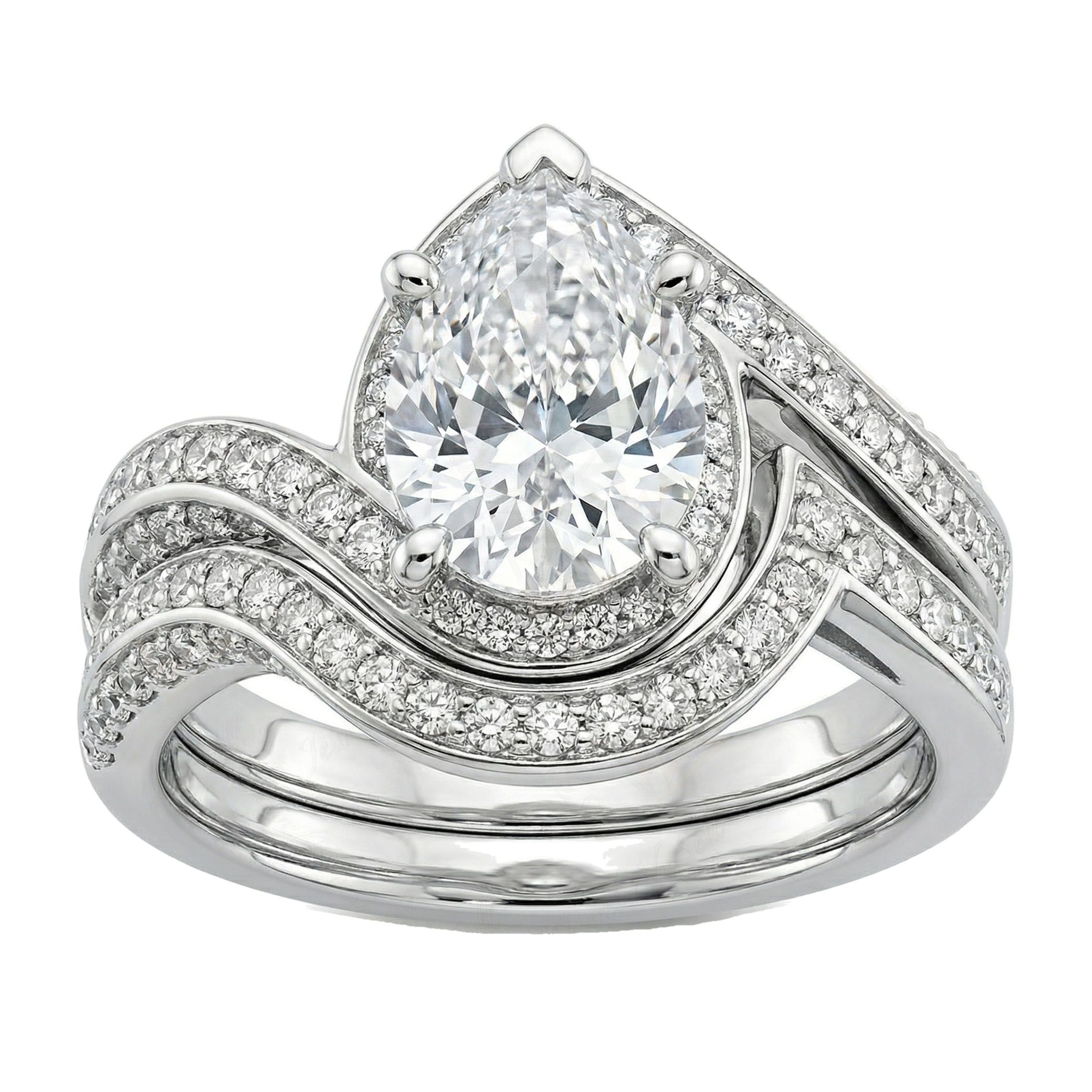 3.33 ct EF VS Moissanite Solitaire with Accents Engagement Set in 925 Sterling SIlver _ Sz0850 104824