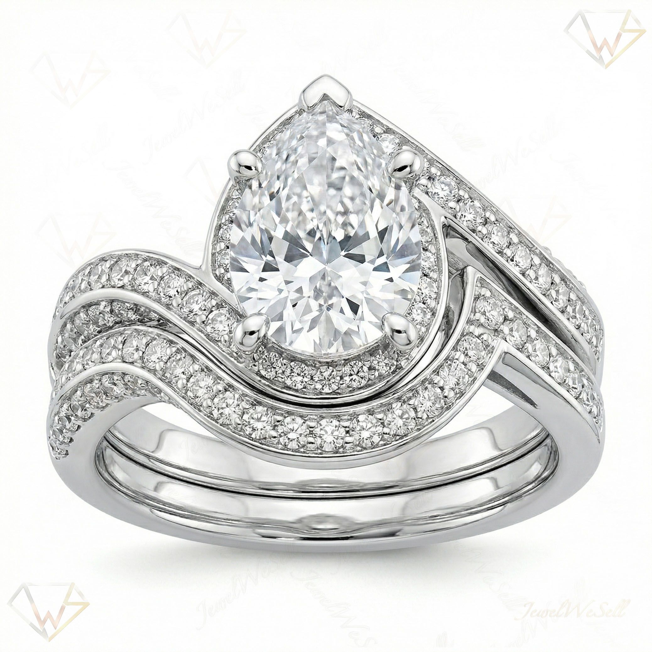 3.33 ct EF VS Lab Grown Diamond Solitaire with Accents Engagement Set in 14k White Gold _ Sz0700 104824