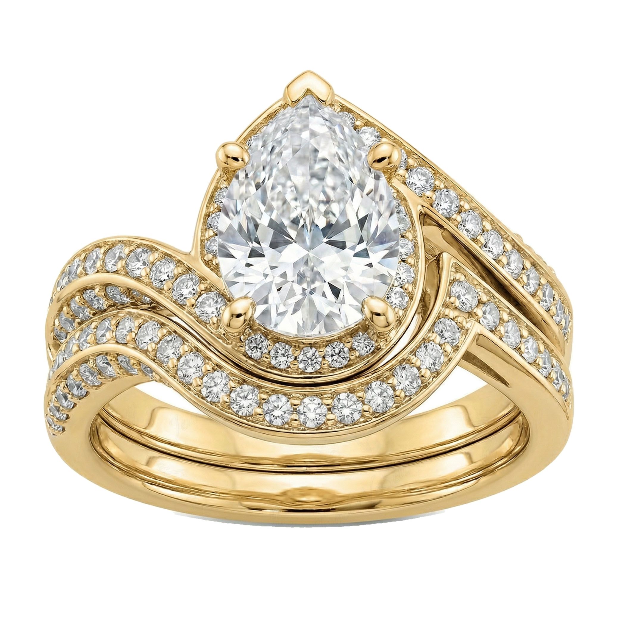 3.33 ct EF VS Lab Grown Diamond Solitaire with Accents Engagement Set in 14k Yellow Gold _ Sz0675 104824