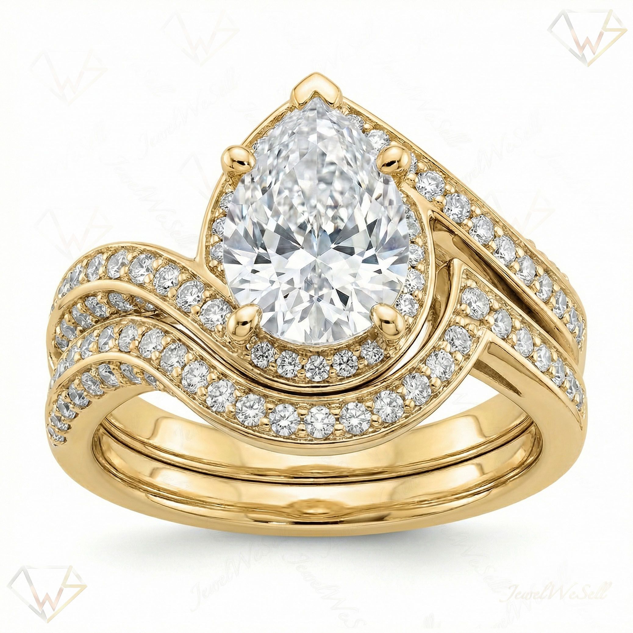 3.33 ct EF VS Lab Grown Diamond Solitaire with Accents Engagement Set in 14k Yellow Gold _ Sz0475 104824