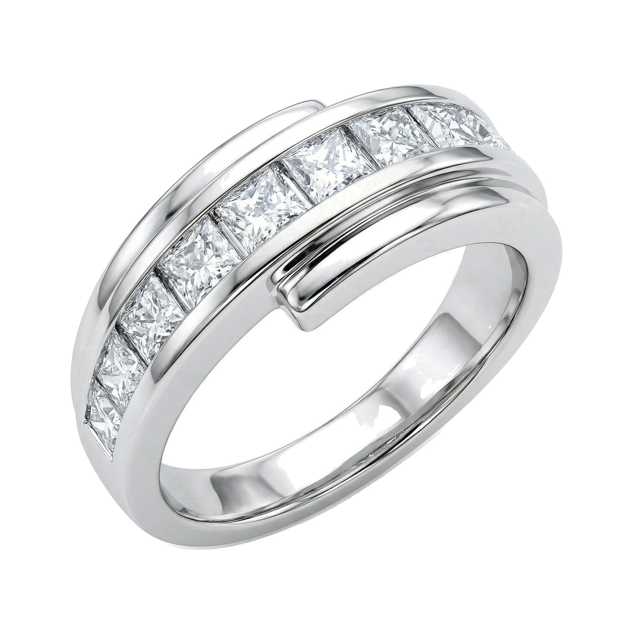 1.40 ct EF VS Lab Grown Diamond Mens Wedding Band in 10k White Gold _ Sz0875 10688