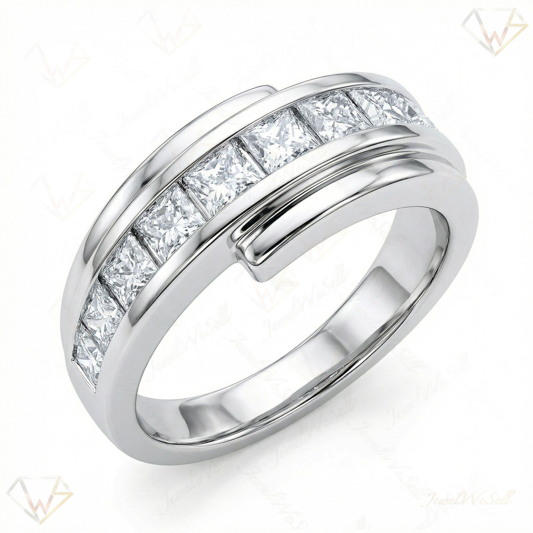 1.60 ct EF VS Lab Grown Diamond Mens Wedding Band in 10k White Gold _ Sz0500 10688