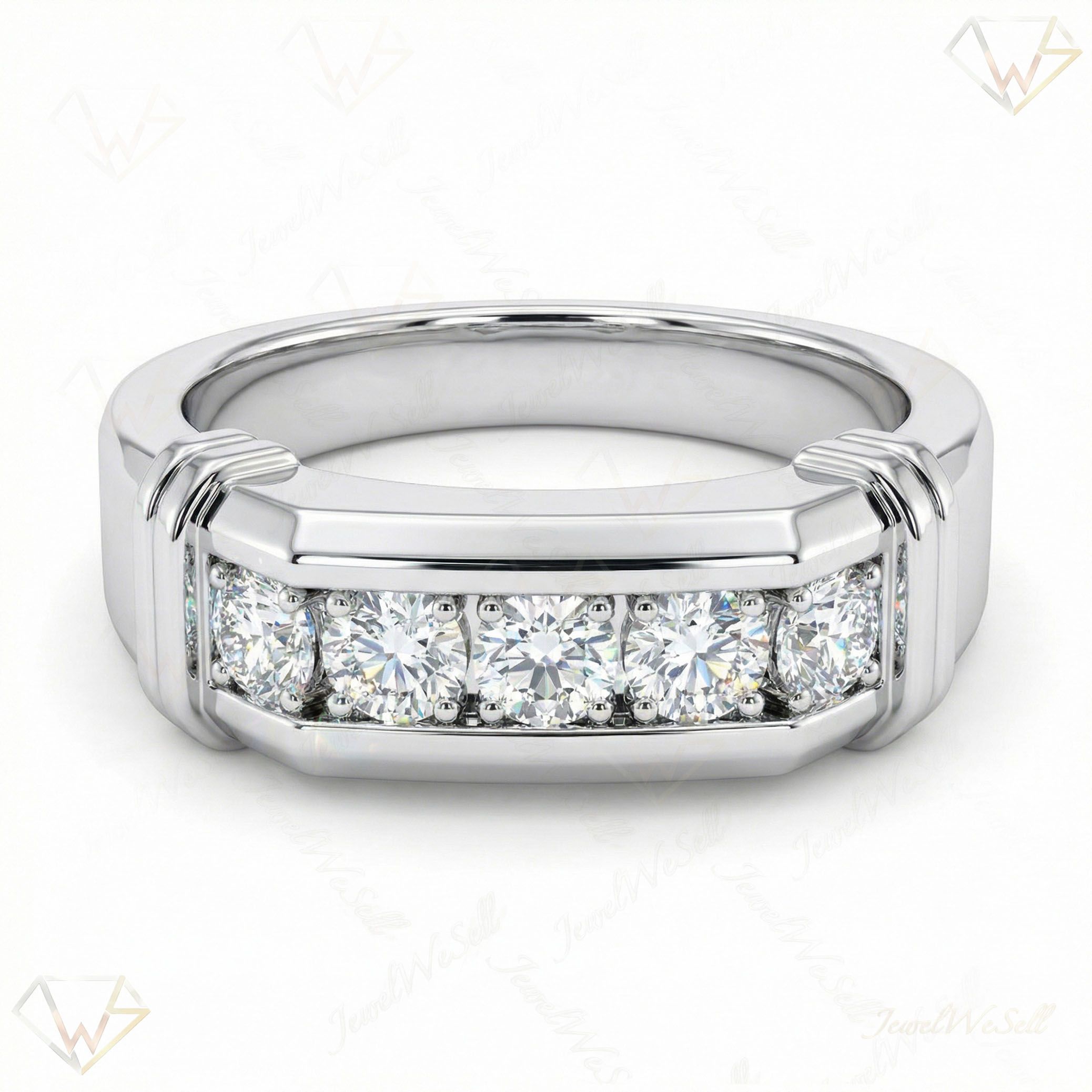 0.80 ct EF VS Lab Grown Diamond Mens Wedding Band in 14k White Gold _ Sz0450 10717