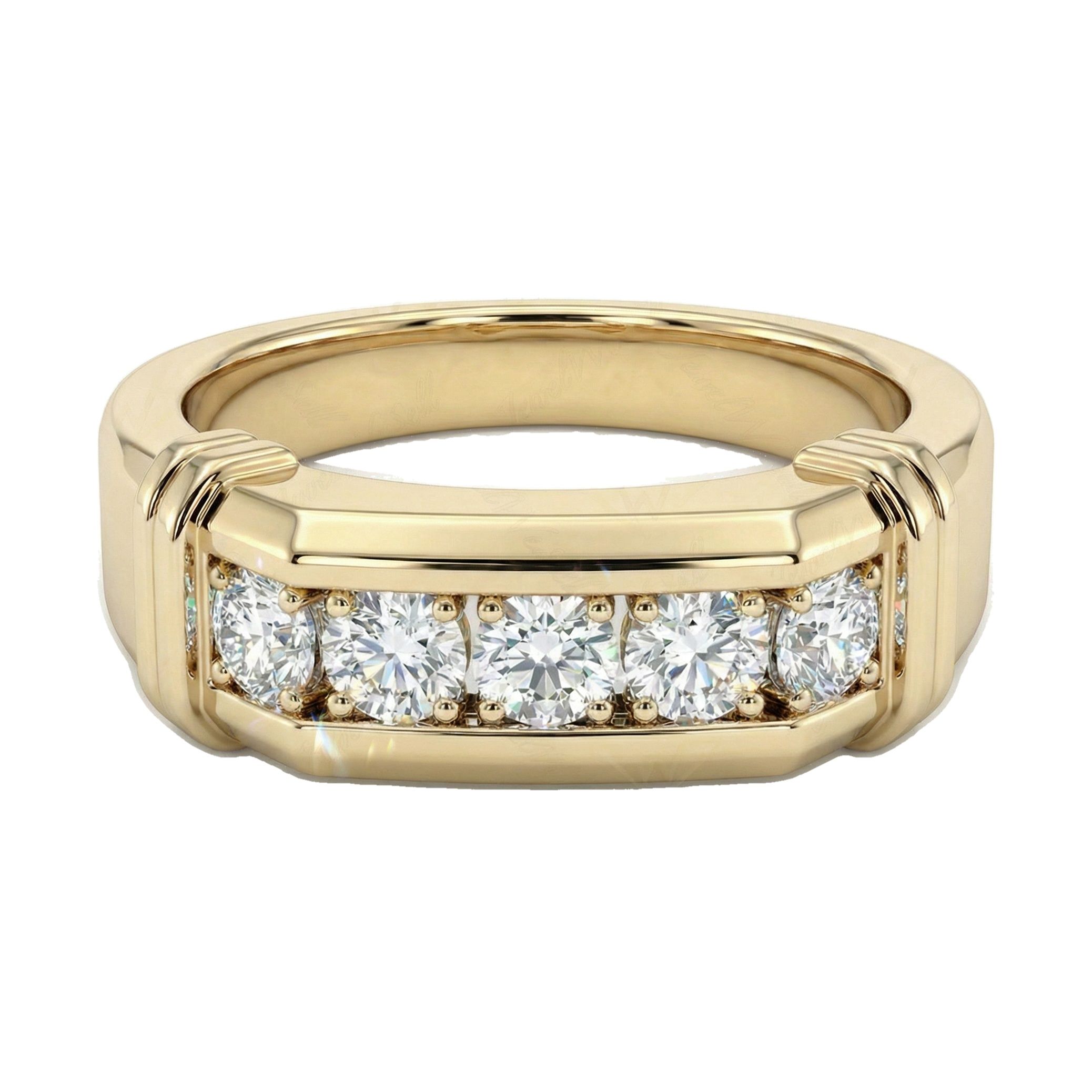 0.80 ct EF VS Lab Grown Diamond Mens Wedding Band in 14k Yellow Gold _ Sz0875 10717