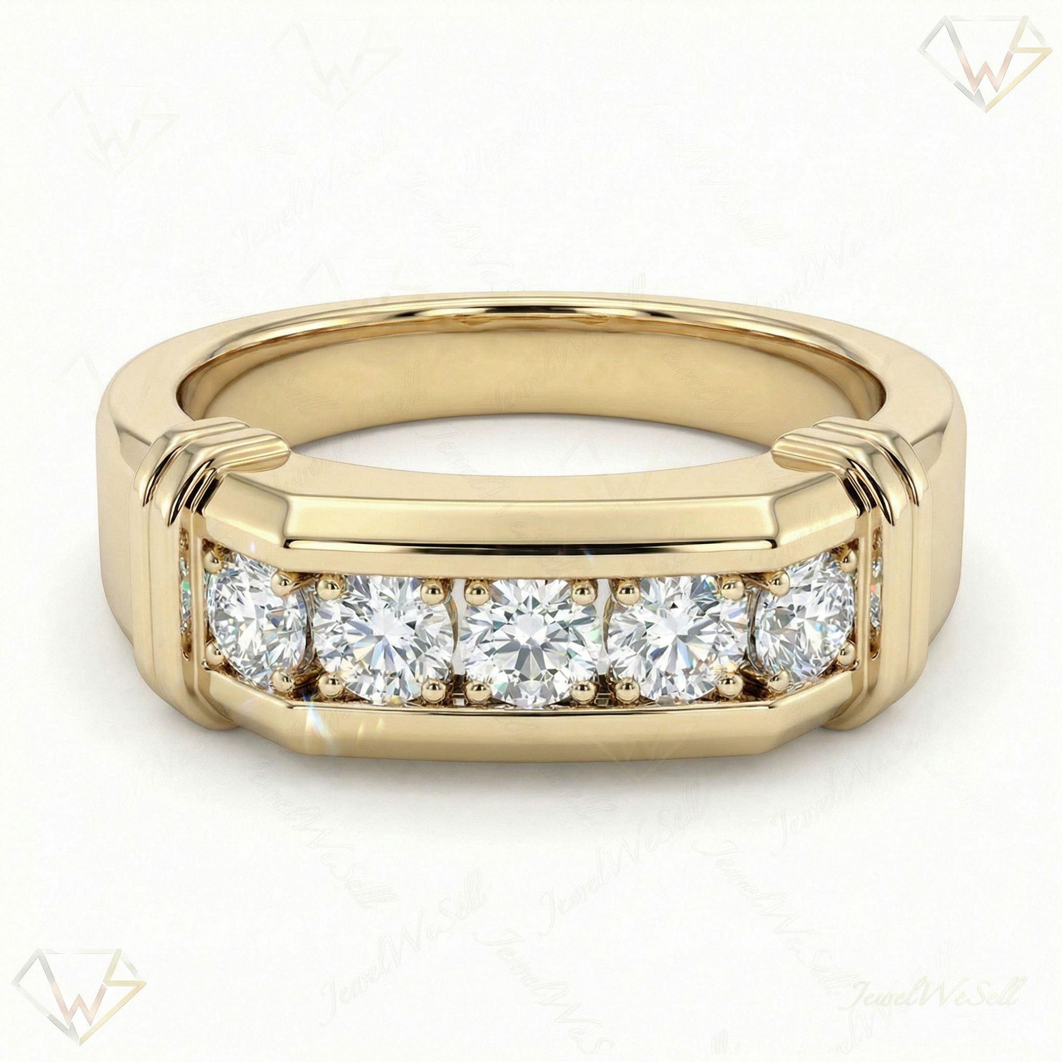 0.80 ct EF VS Lab Grown Diamond Mens Wedding Band in 10k Yellow Gold _ Sz0575 10717