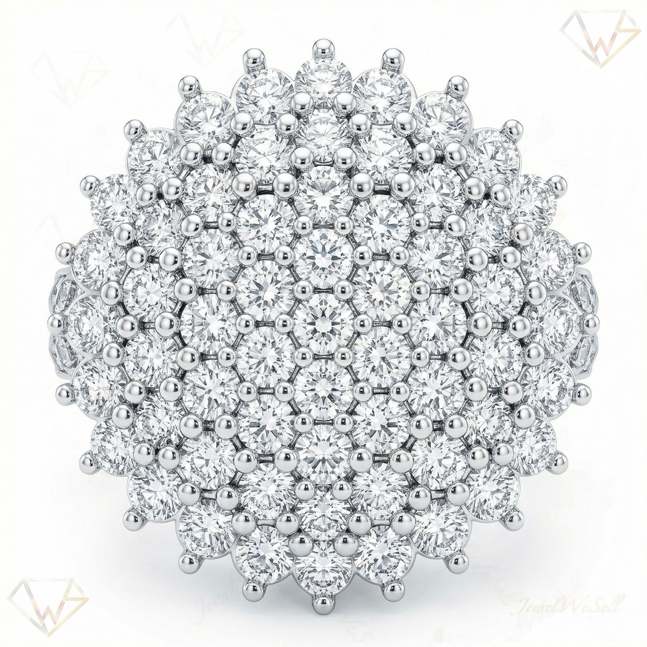 4.75 ct EF VS Lab Grown Diamond Circle Cluster Engagement Ring in 10k White Gold _ Sz0500 10992