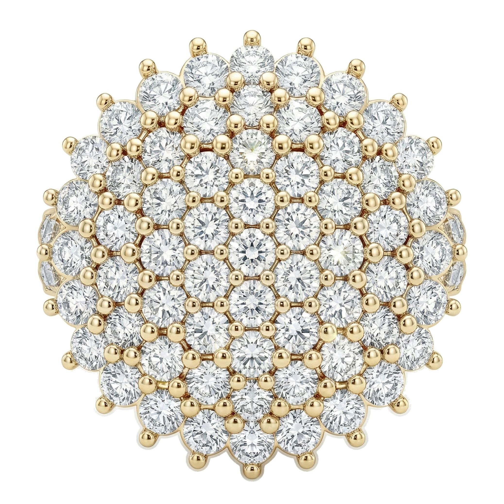 4.75 ct EF VS Lab Grown Diamond Circle Cluster Engagement Ring in 14k Yellow Gold _ Sz0850 10992