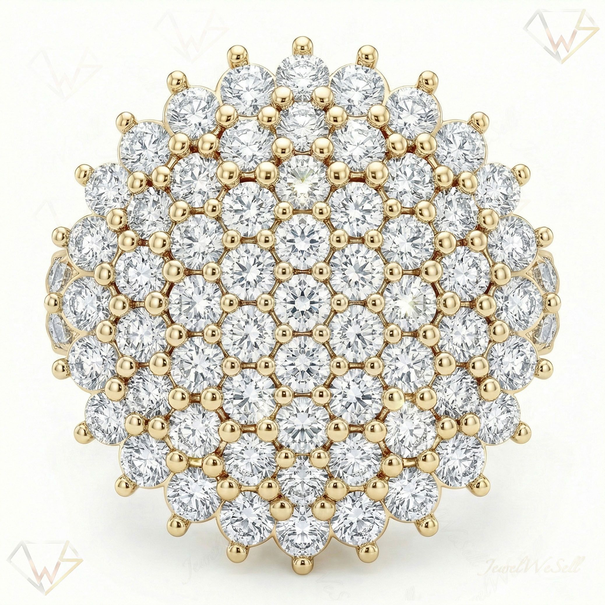 4.75 ct EF VS Lab Grown Diamond Circle Cluster Engagement Ring in 10k Yellow Gold _ Sz0575 10992