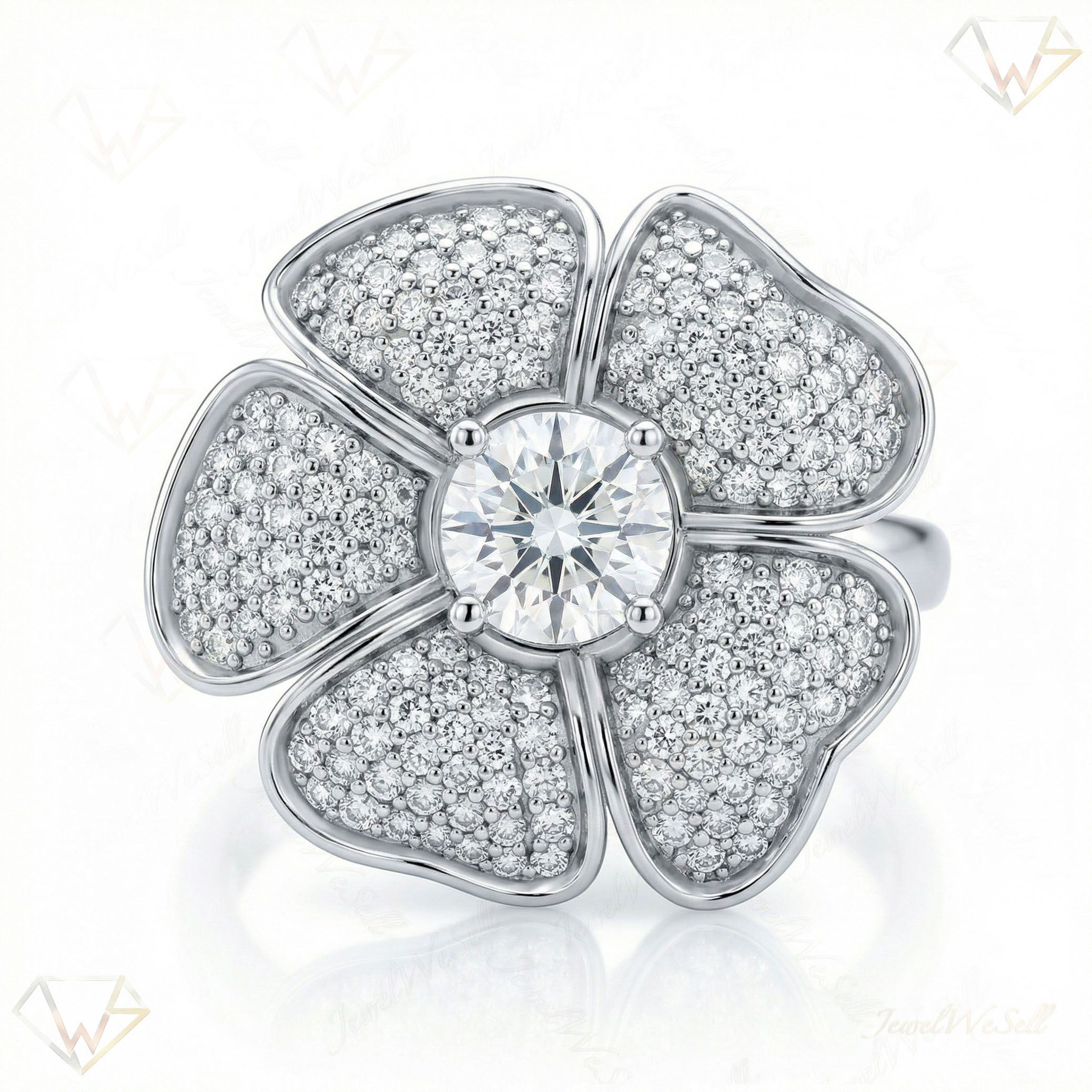 5.33 ct EF VS Lab Grown Diamond Fancy Ring in 14k White Gold _ Sz0600 11059