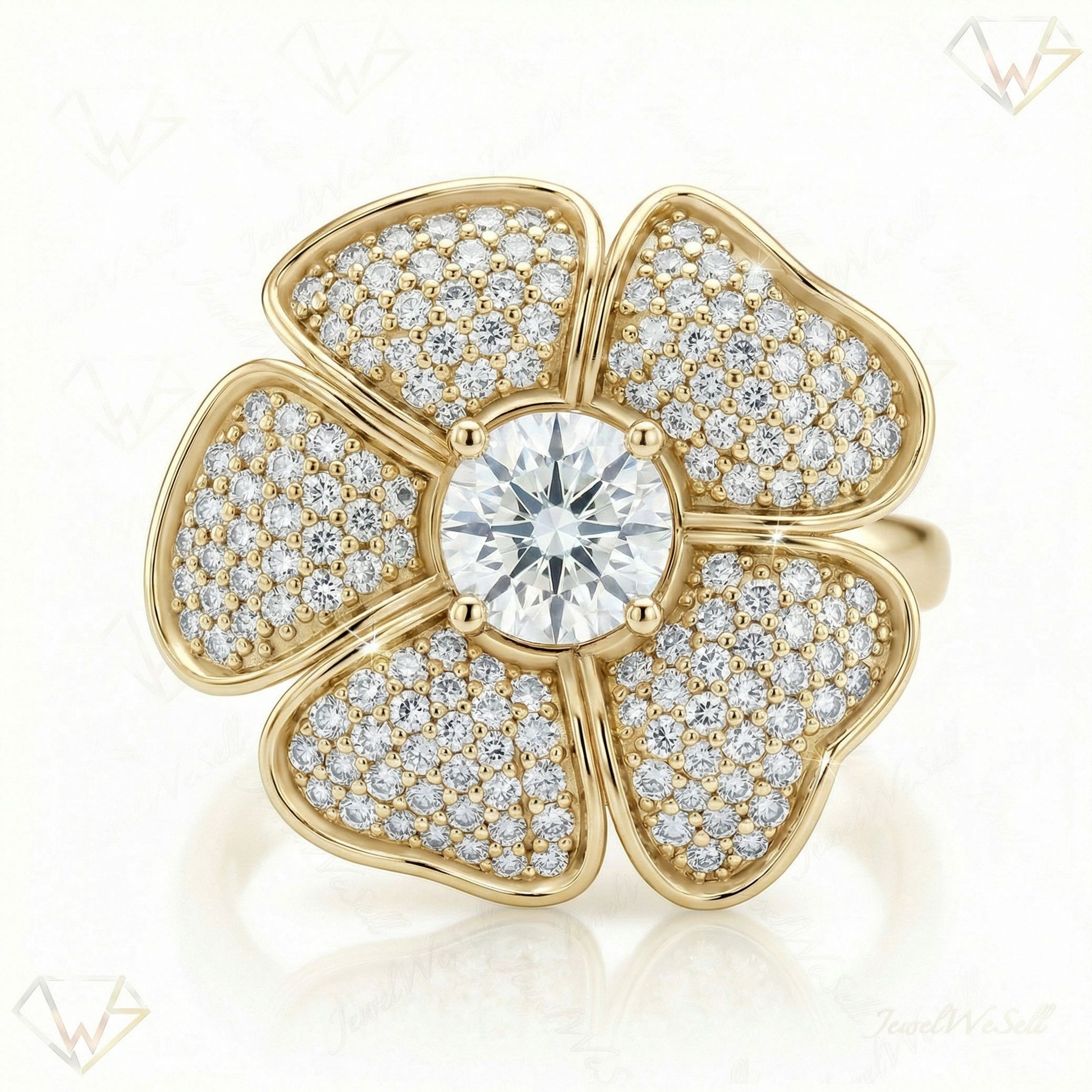 5.33 ct EF VS Lab Grown Diamond Fancy Ring in 14k Yellow Gold _ Sz0550 11059