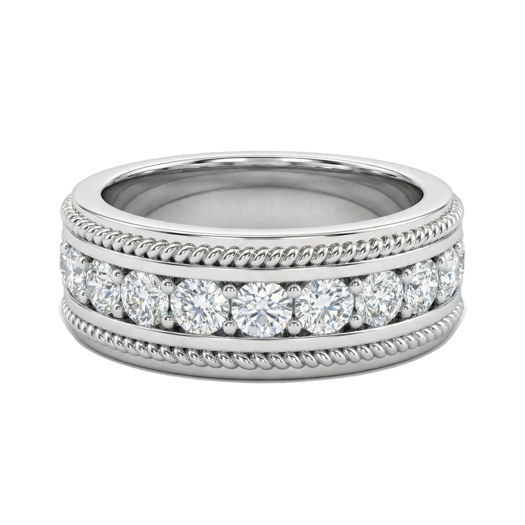 1.15 ct EF VS Lab Grown Diamond Mens Wedding Band in 14k White Gold _ Sz1250 111112