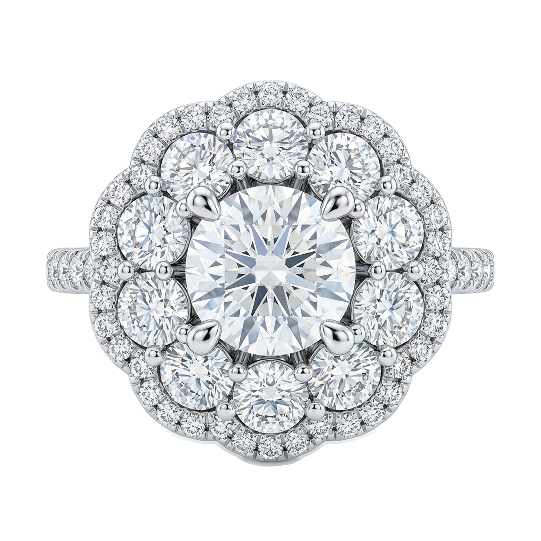 2.80 ct EF VS Moissanite Halo Engagement Ring in 925 Sterling SIlver _ Sz0600 111662