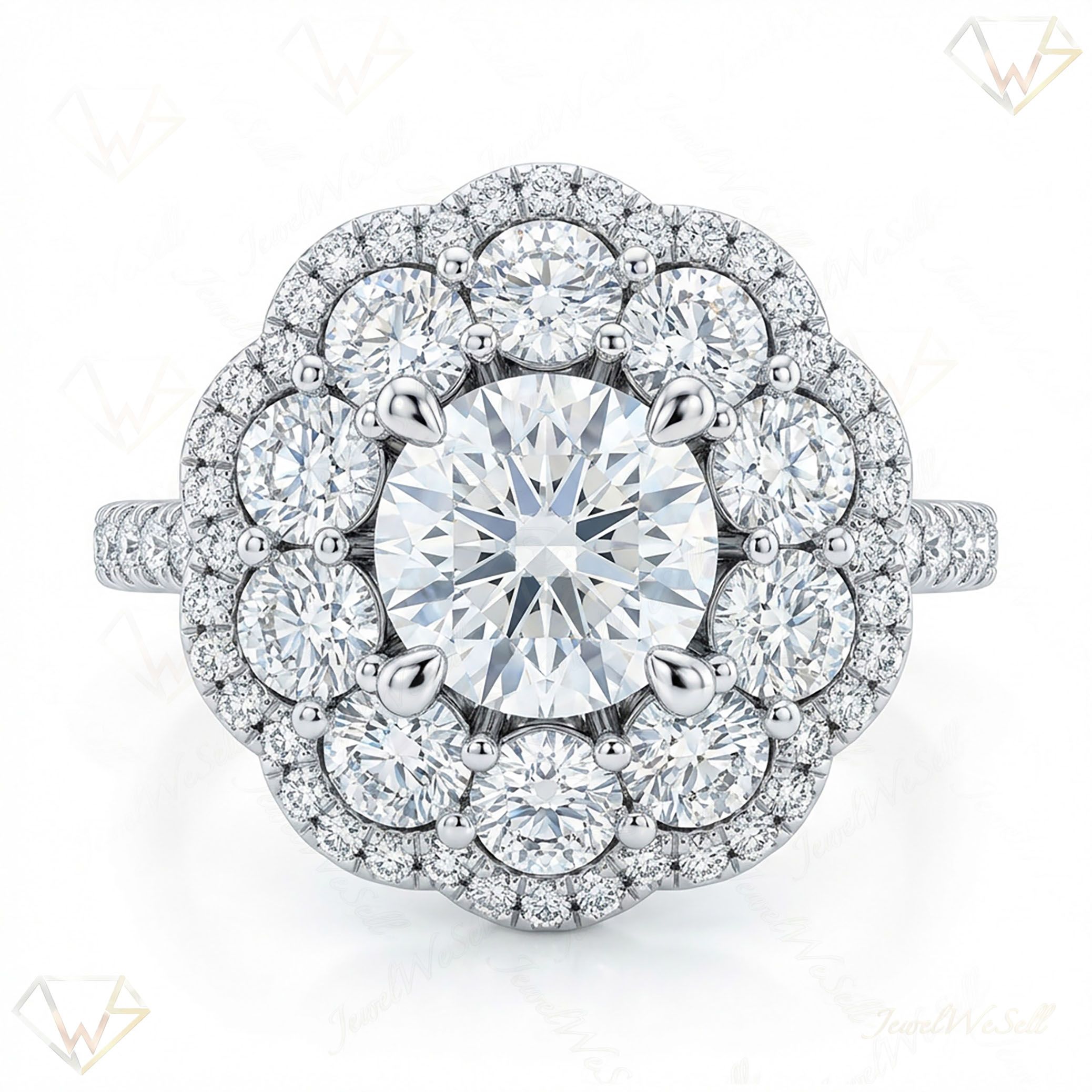 2.80 ct EF VS Lab Grown Diamond Halo Engagement Ring in 10k White Gold _ Sz0700 111662