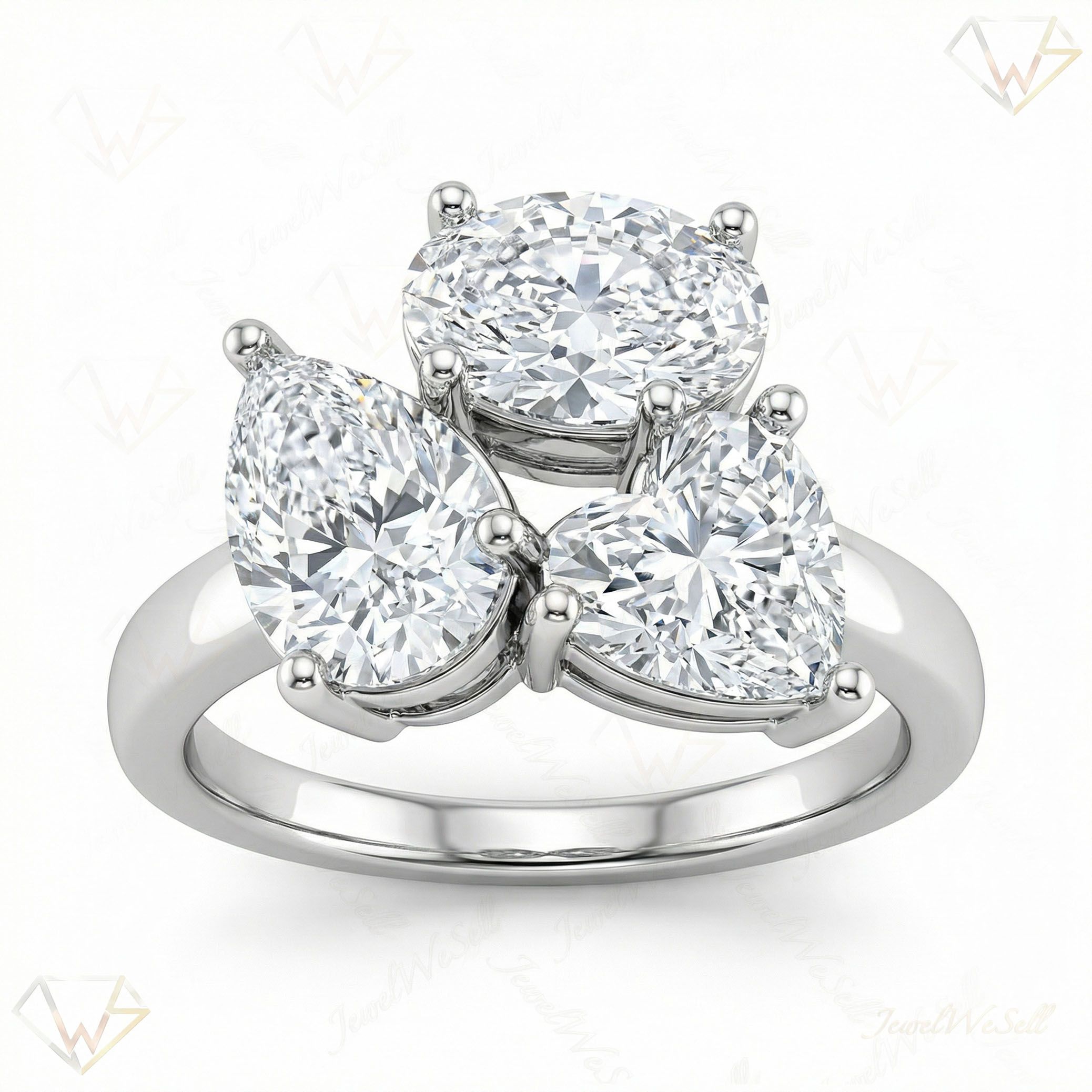 3.00 ct EF VS Lab Grown Diamond Multi Stone Engagement Ring in 10k White Gold _ Sz0475 111673