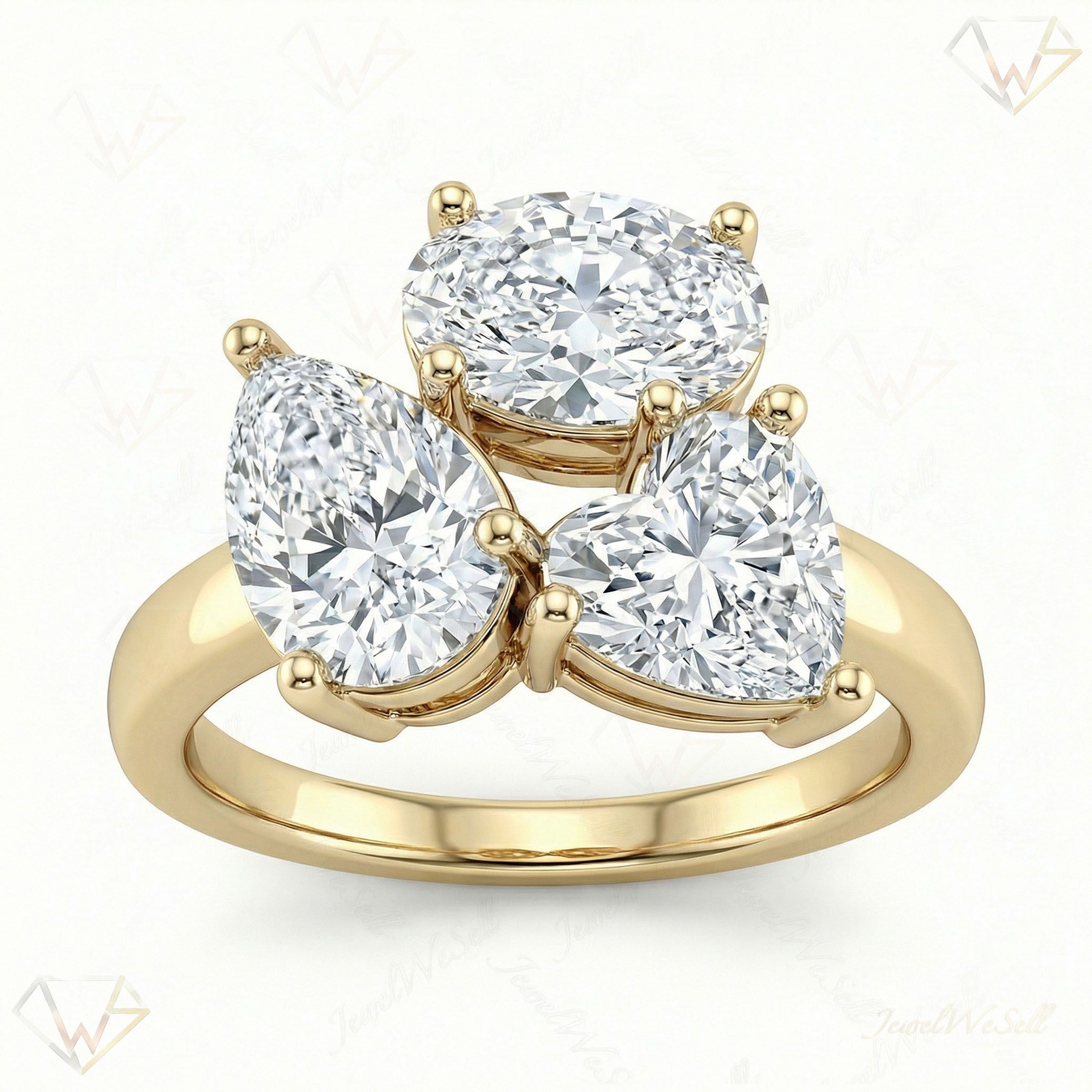 3.00 ct EF VS Lab Grown Diamond Multi Stone Engagement Ring in 14k Yellow Gold _ Sz0675 111673