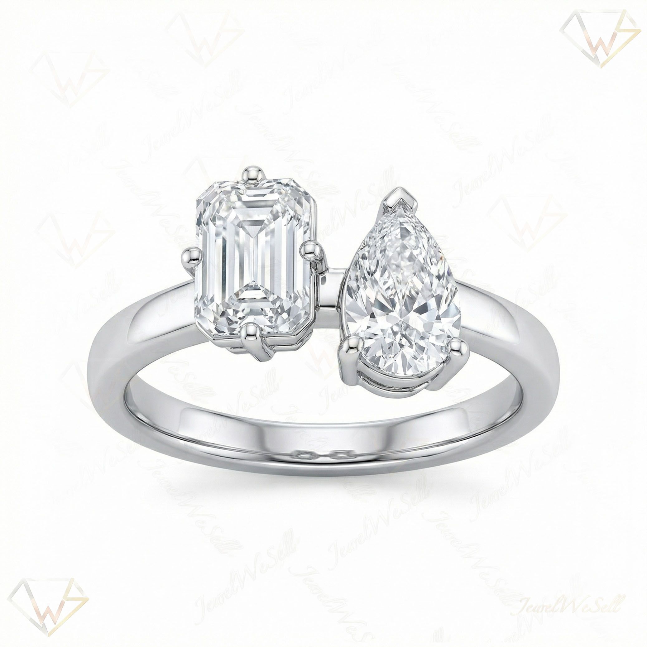 1.75 ct EF VS Lab Grown Diamond Multi Stone Engagement Ring in 14k White Gold _ Sz0525 111678