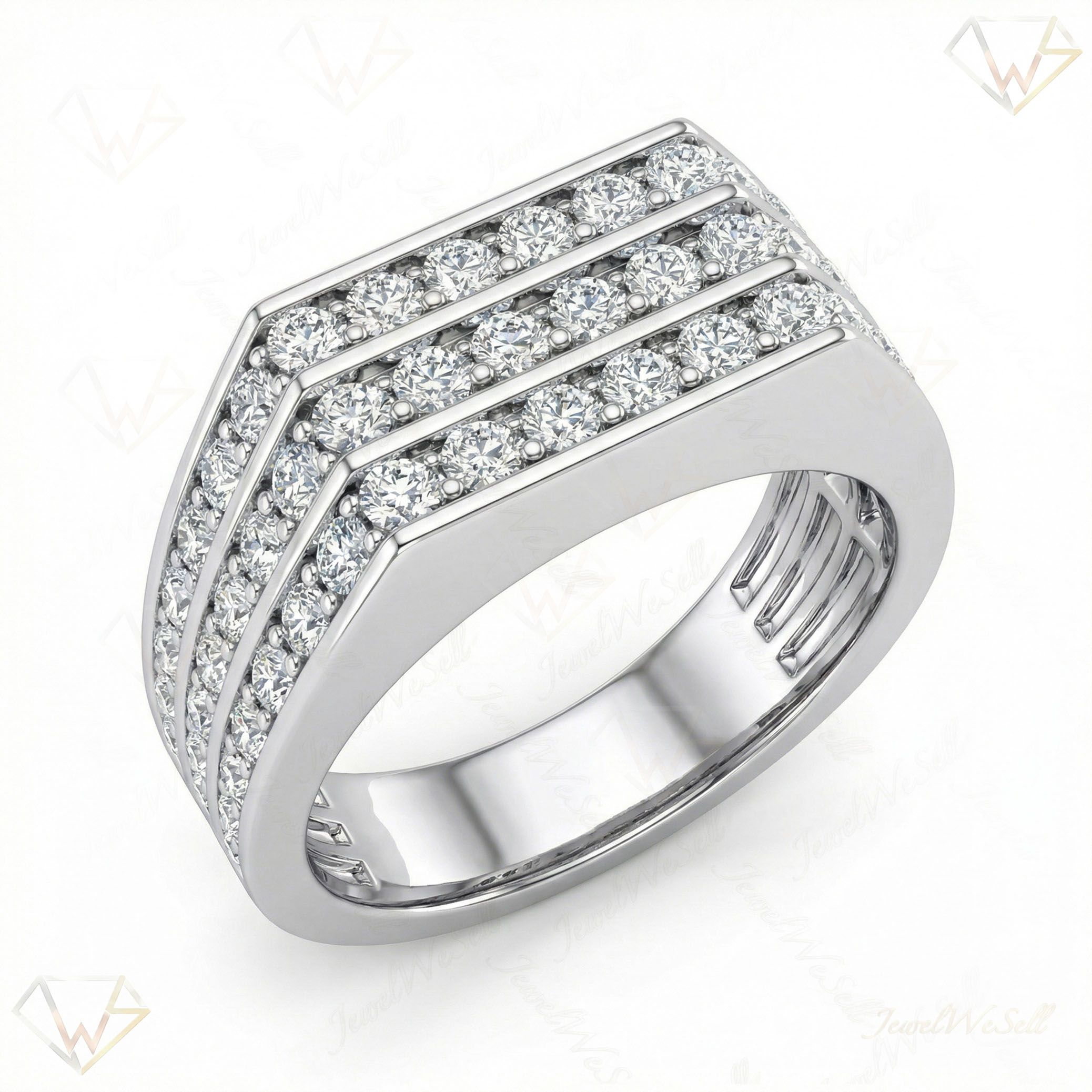 1.80 ct EF VS Lab Grown Diamond Multi Row Wedding Band in 10k White Gold _ Sz0850 111694