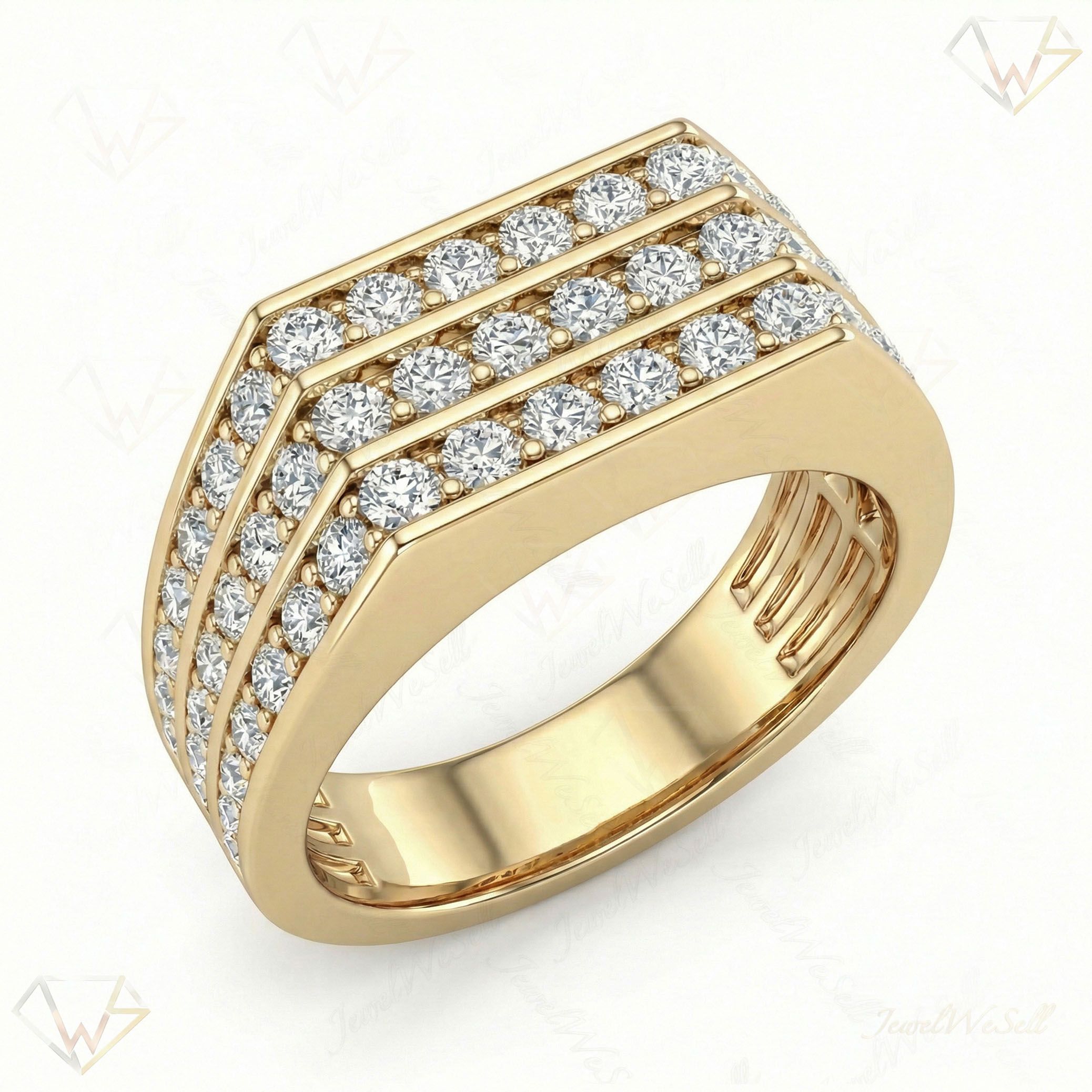 1.80 ct EF VS Lab Grown Diamond Multi Row Wedding Band in 10k Yellow Gold _ Sz0975 111694