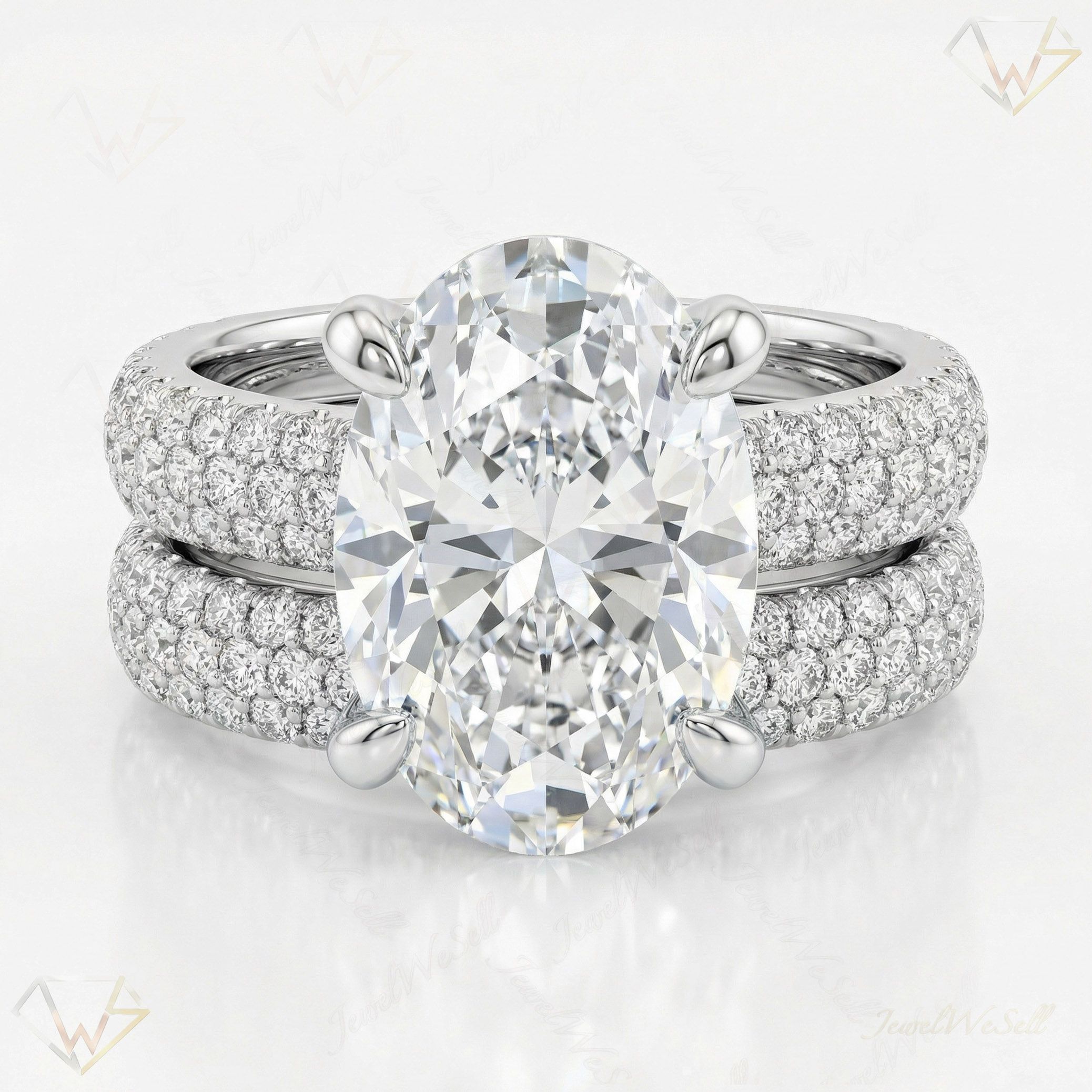 6.90 ct EF VS Lab Grown Diamond Solitaire with Accents Engagement Set in 14k White Gold _ Sz0425 111709