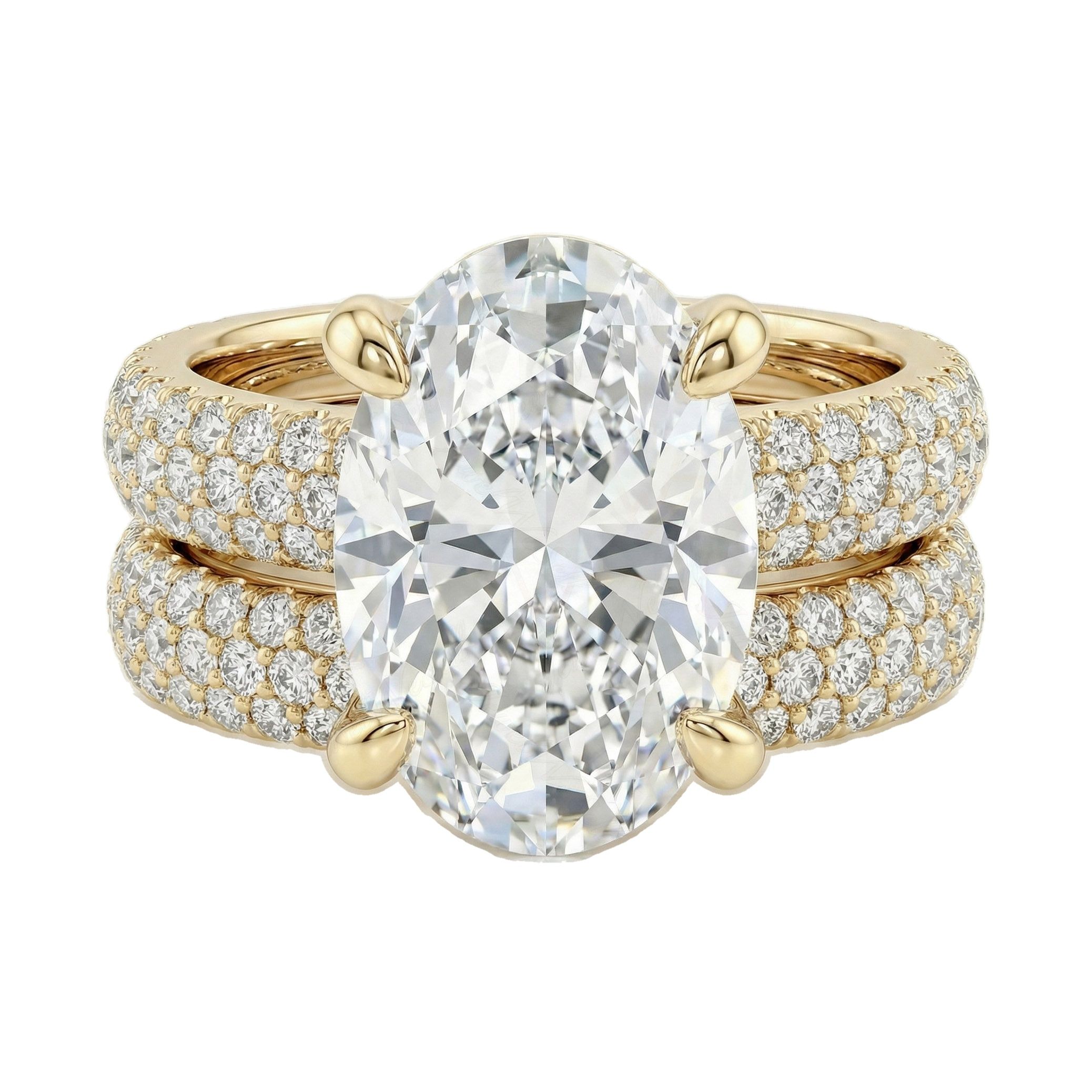 6.90 ct EF VS Lab Grown Diamond Solitaire with Accents Engagement Set in 10k Yellow Gold _ Sz0550 111709