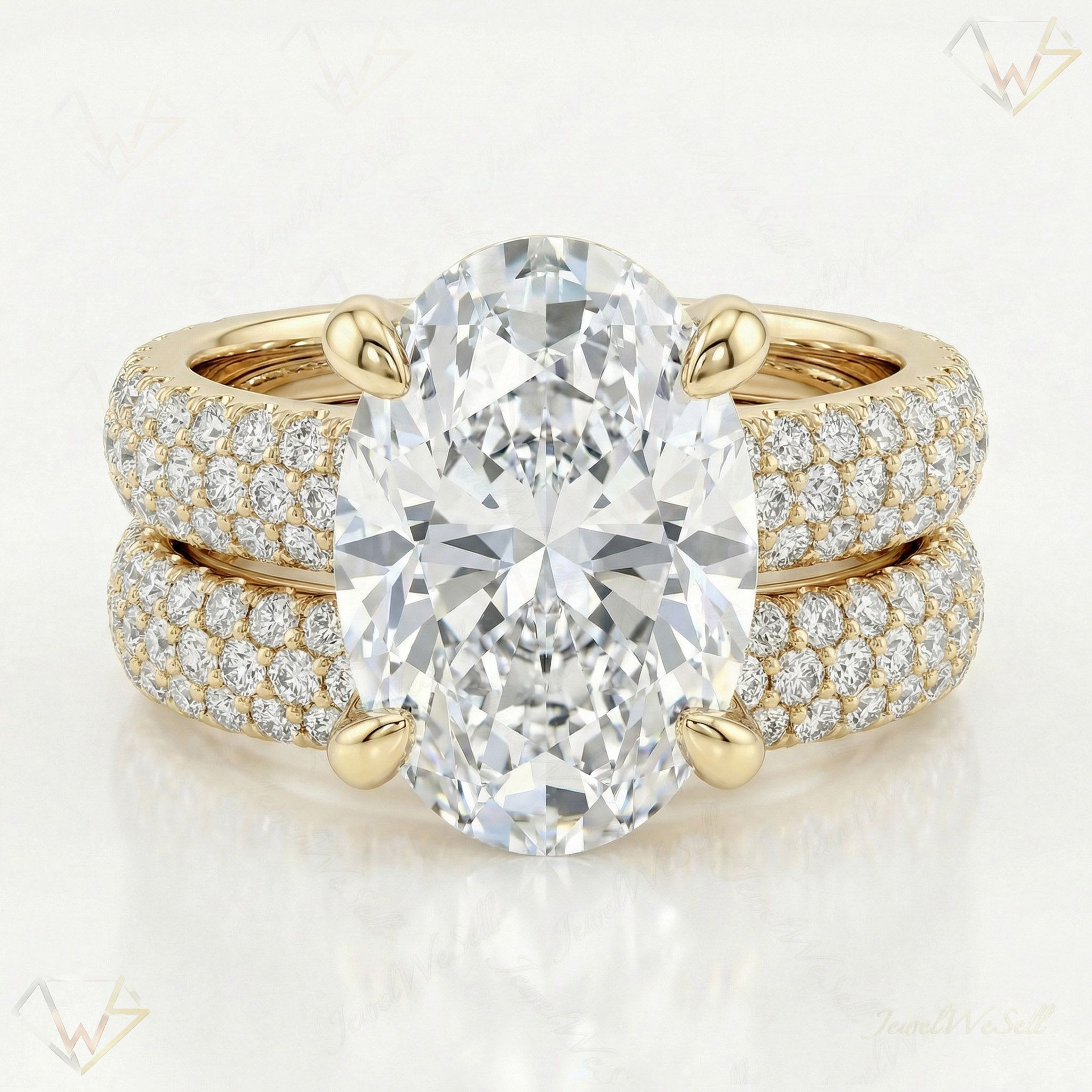 6.90 ct EF VS Lab Grown Diamond Solitaire with Accents Engagement Set in 10k Yellow Gold _ Sz0450 111709