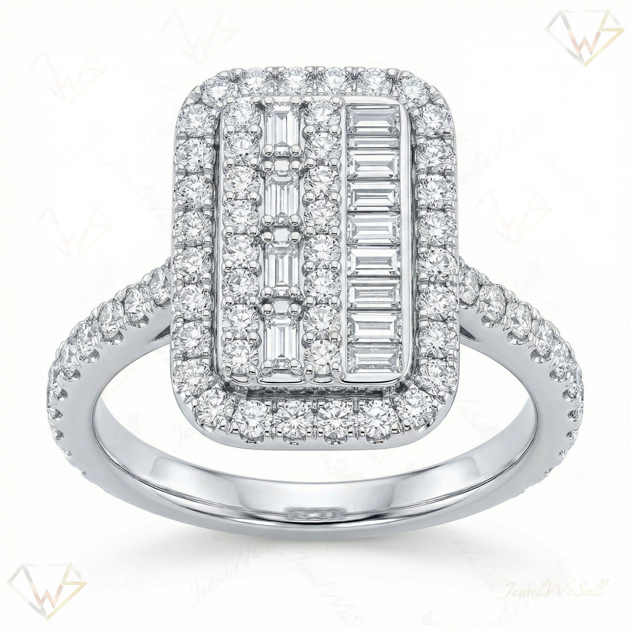 1.40 ct EF VS Lab Grown Diamond Fancy Ring in 10k White Gold _ Sz0575 111711