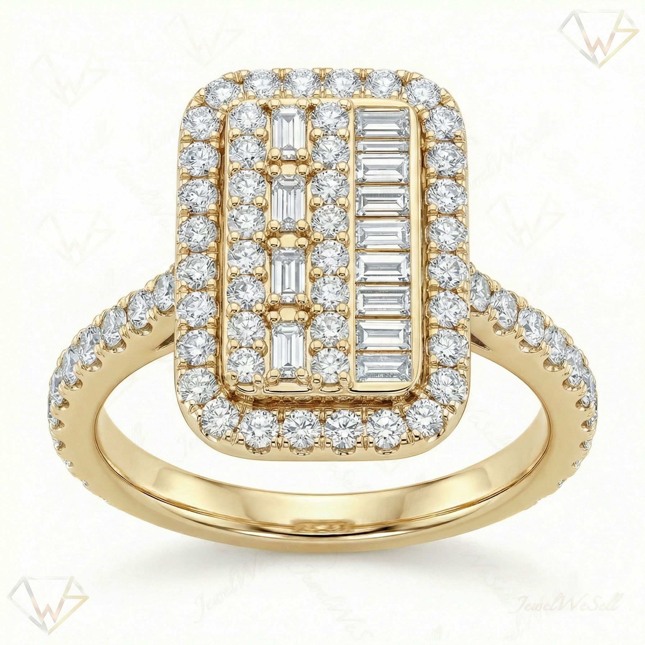1.40 ct EF VS Lab Grown Diamond Fancy Ring in 10k Yellow Gold _ Sz0525 111711