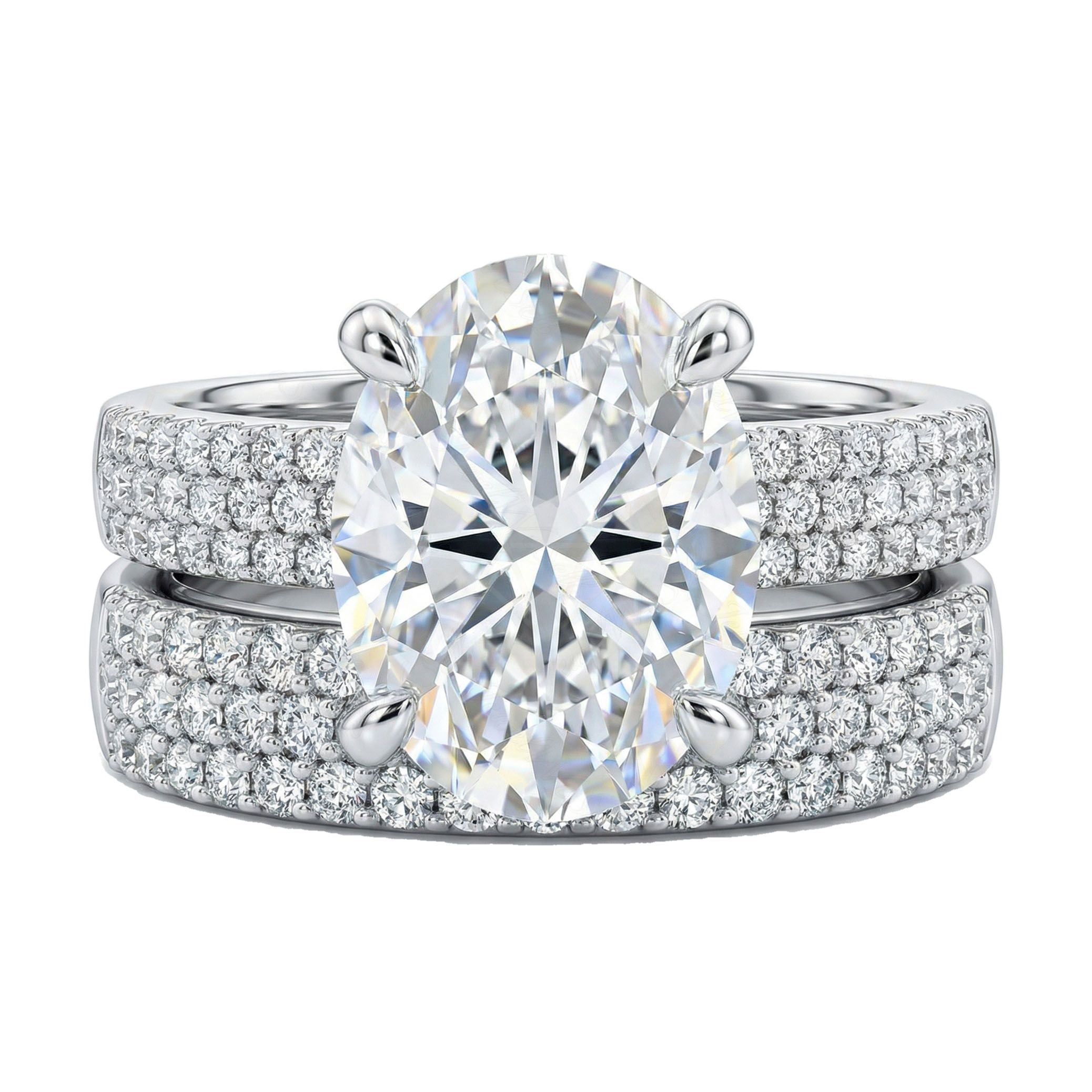 6.66 ct EF VS Lab Grown Diamond Solitaire with Accents Engagement Set in 14k White Gold _ Sz0550 111719