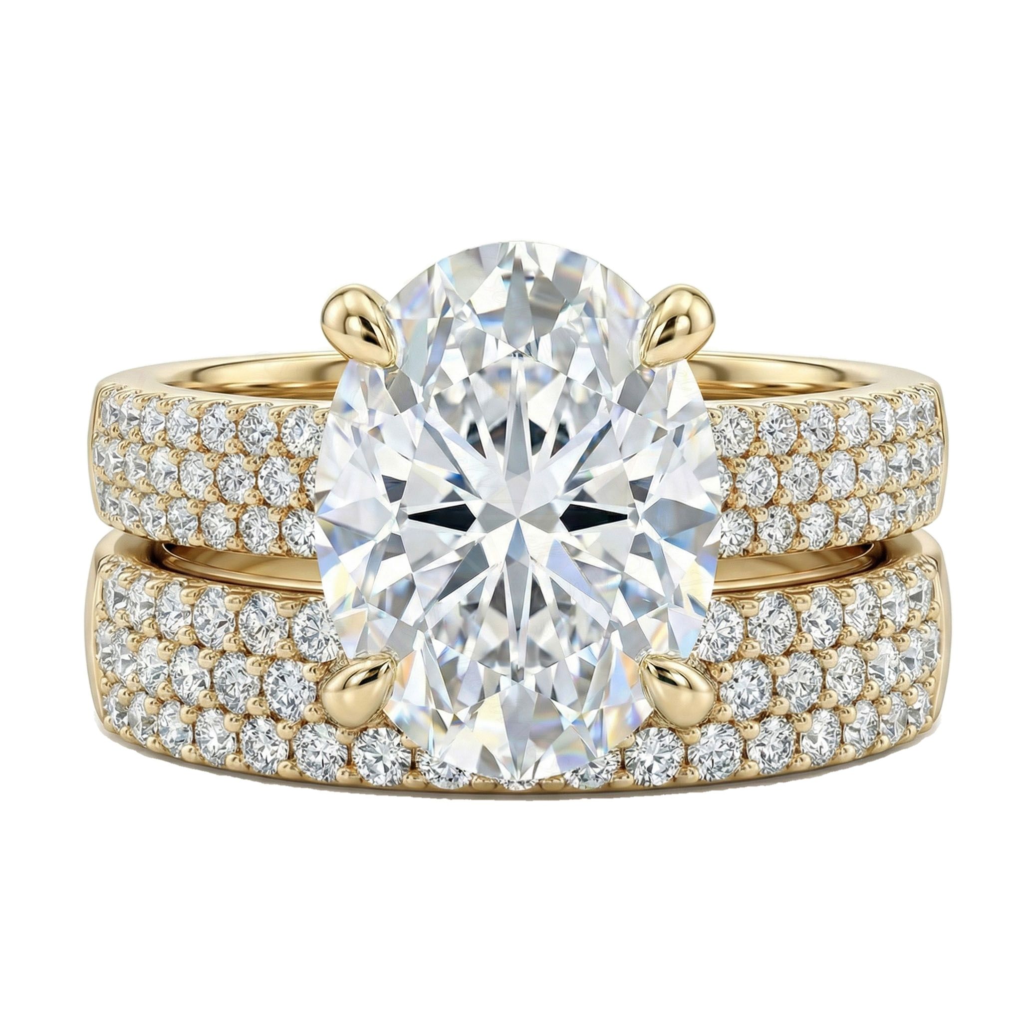 6.66 ct EF VS Lab Grown Diamond Solitaire with Accents Engagement Set in 10k Yellow Gold _ Sz0700 111719