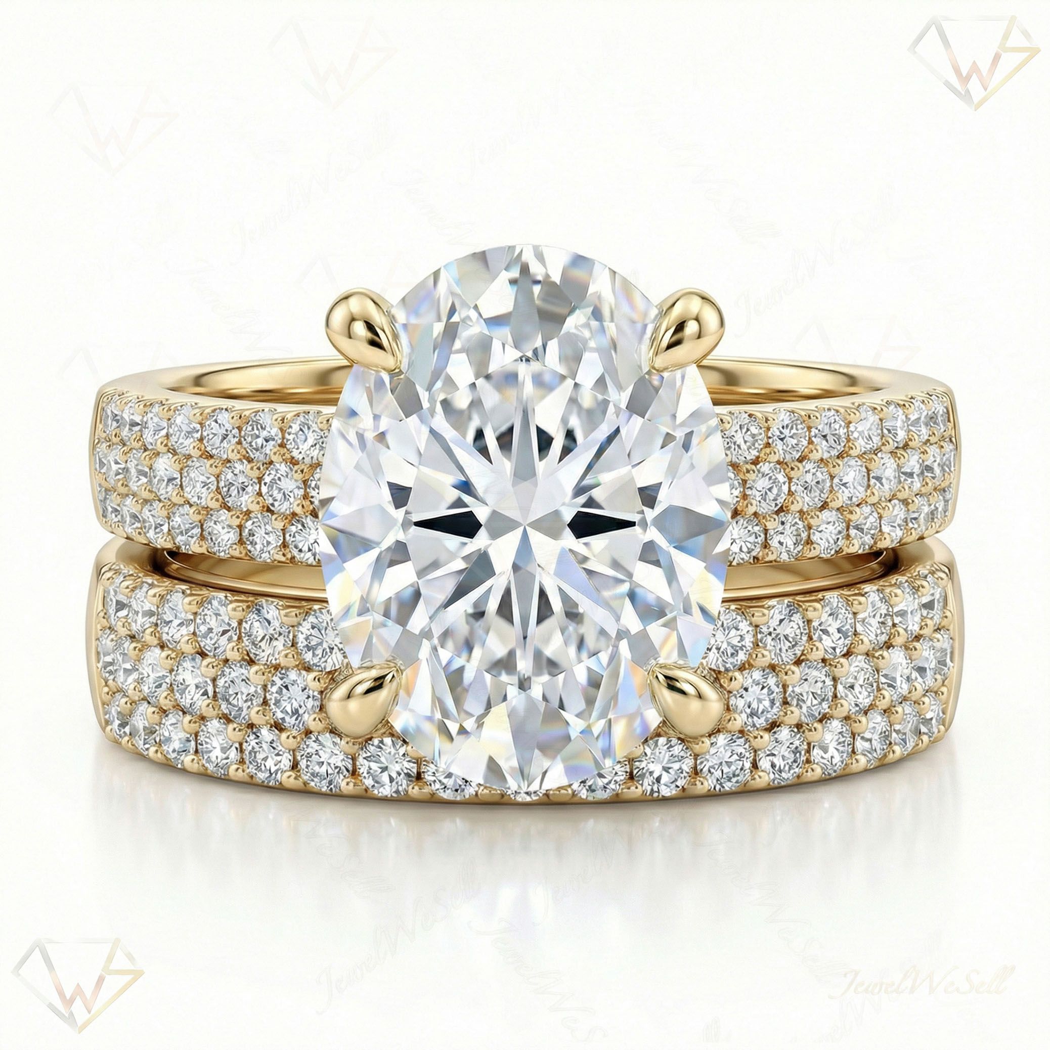 6.66 ct EF VS Lab Grown Diamond Solitaire with Accents Engagement Set in 14k Yellow Gold _ Sz0475 111719