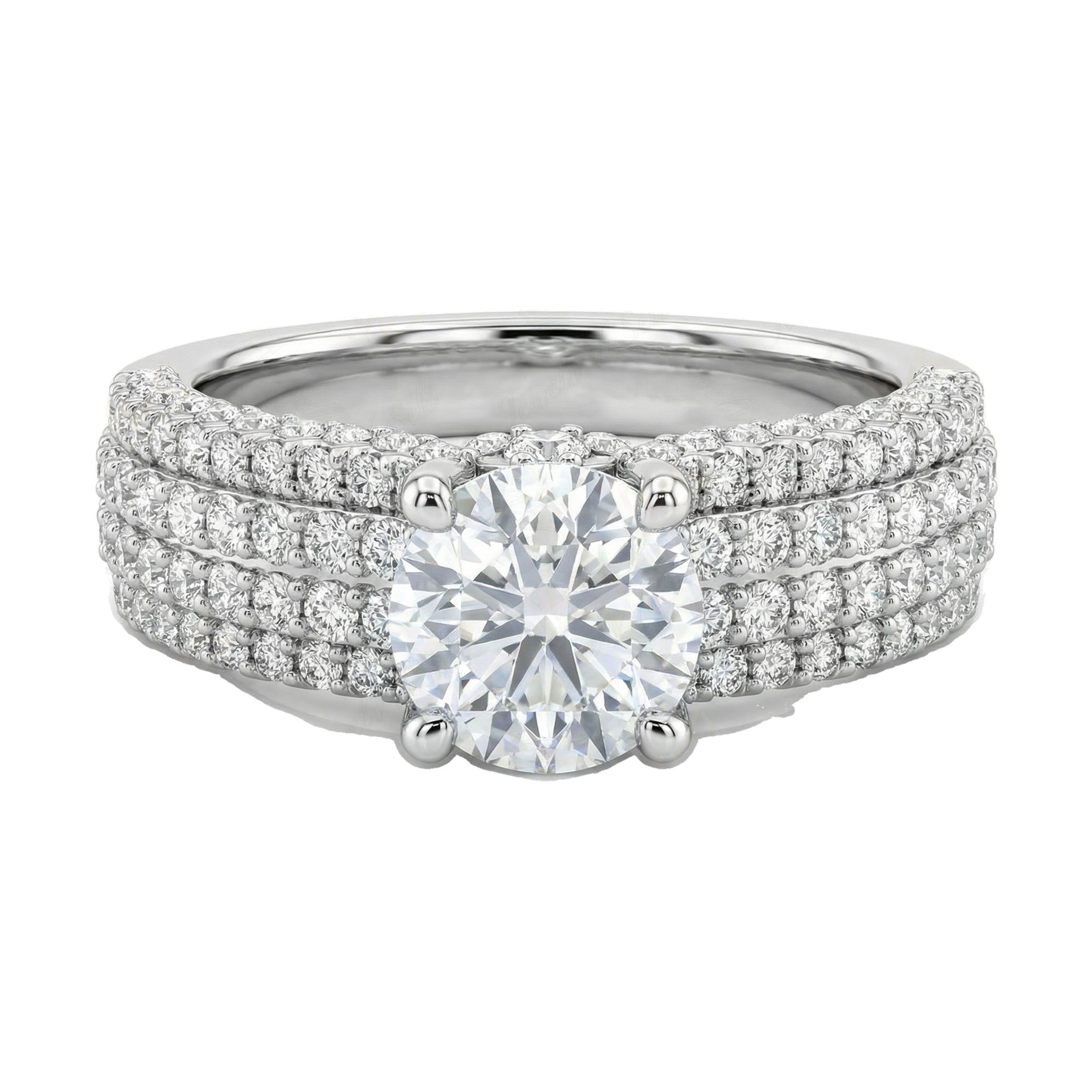 2.00 ct EF VS Moissanite Solitaire with Accents Engagement Ring in 925 Sterling SIlver _ Sz0650 11174
