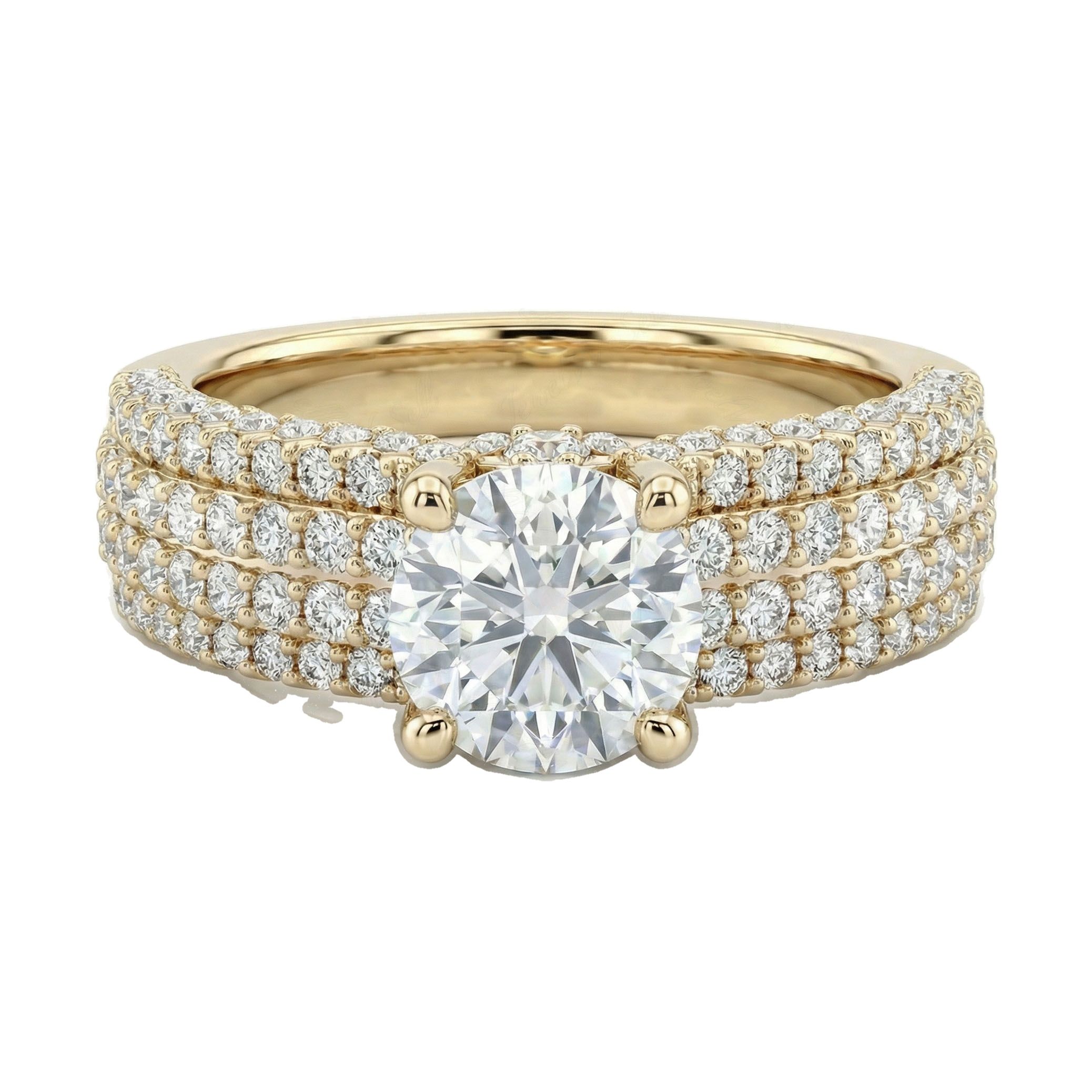 2.00 ct EF VS Lab Grown Diamond Solitaire with Accents Engagement Ring in 14k Yellow Gold _ Sz0625 11174