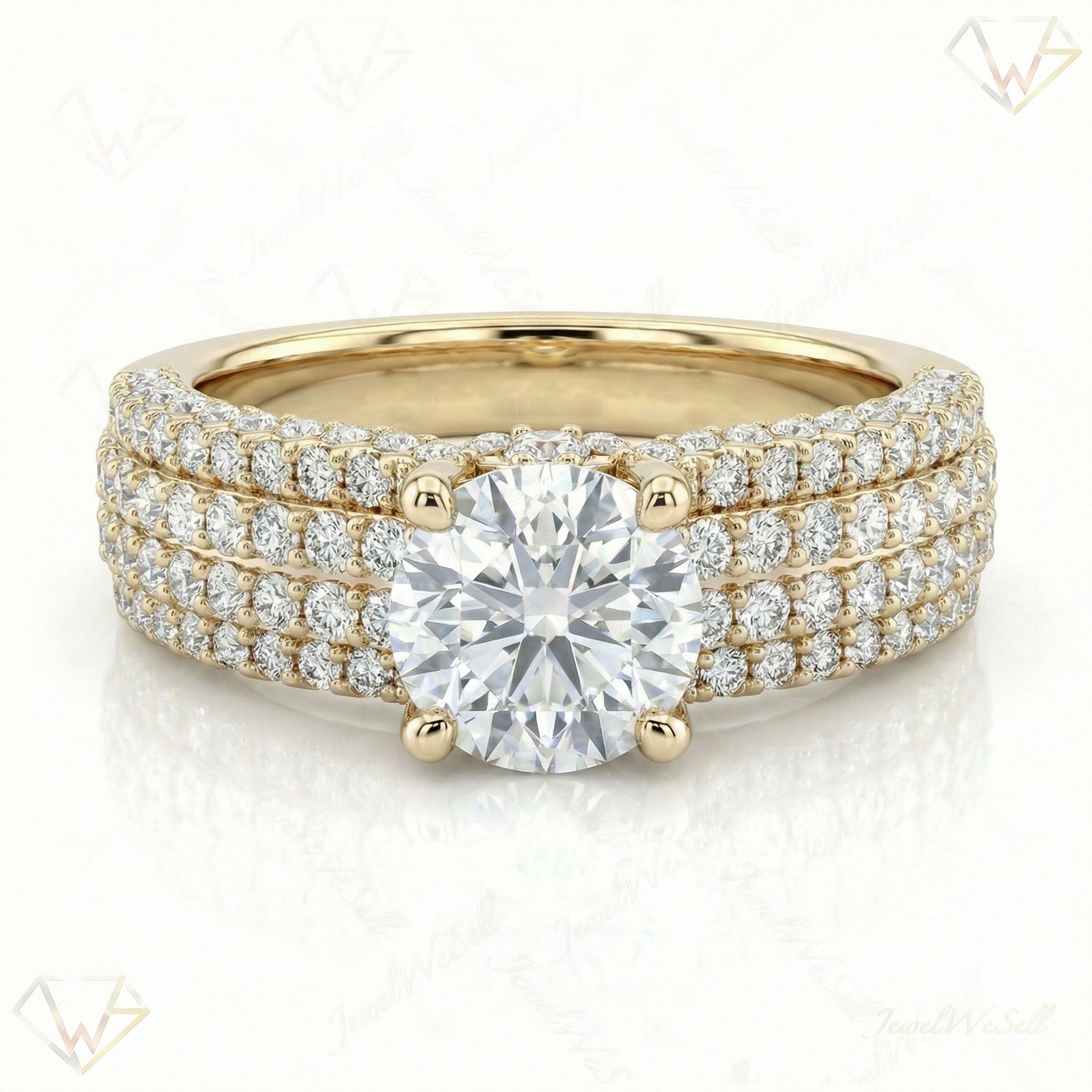 2.00 ct EF VS Lab Grown Diamond Solitaire with Accents Engagement Ring in 10k Yellow Gold _ Sz0575 11174