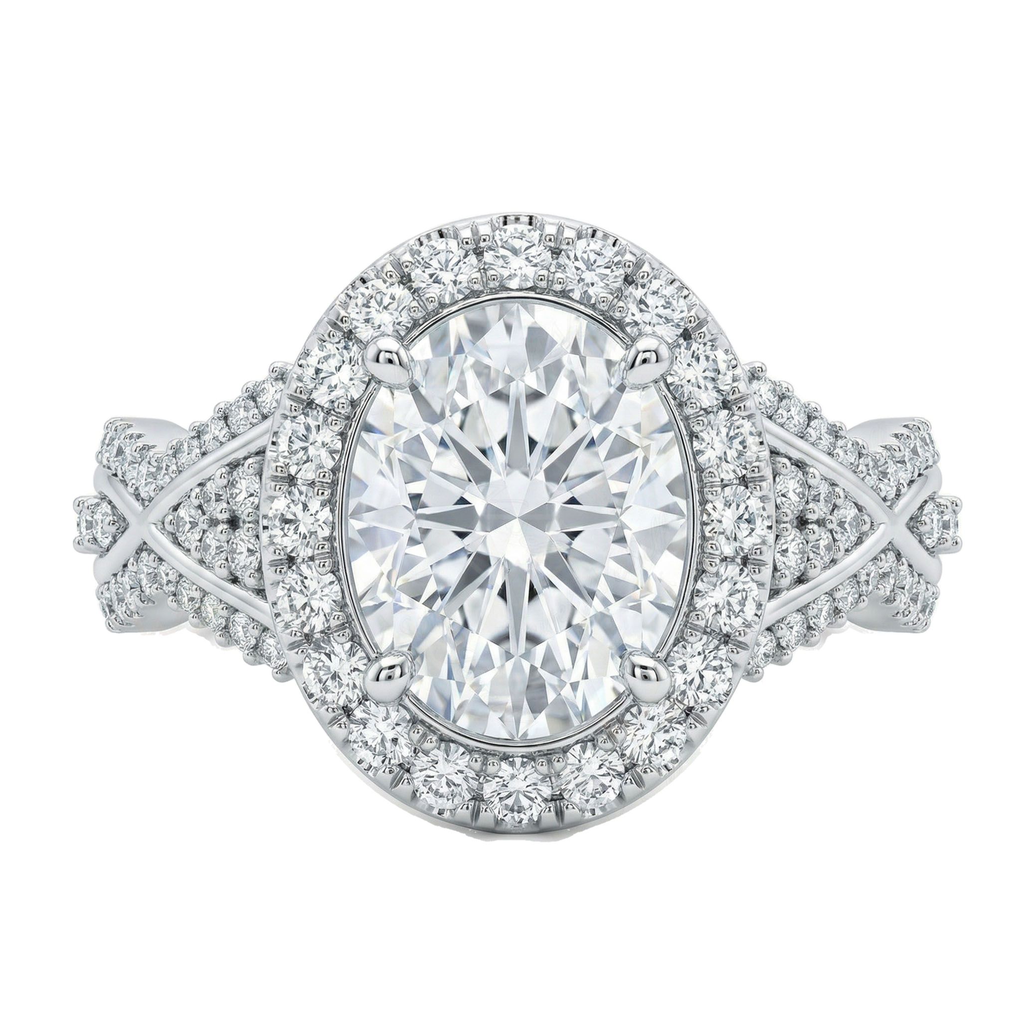 3.00 ct EF VS Lab Grown Diamond Halo Engagement Ring in 10k White Gold _ Sz0800 111892