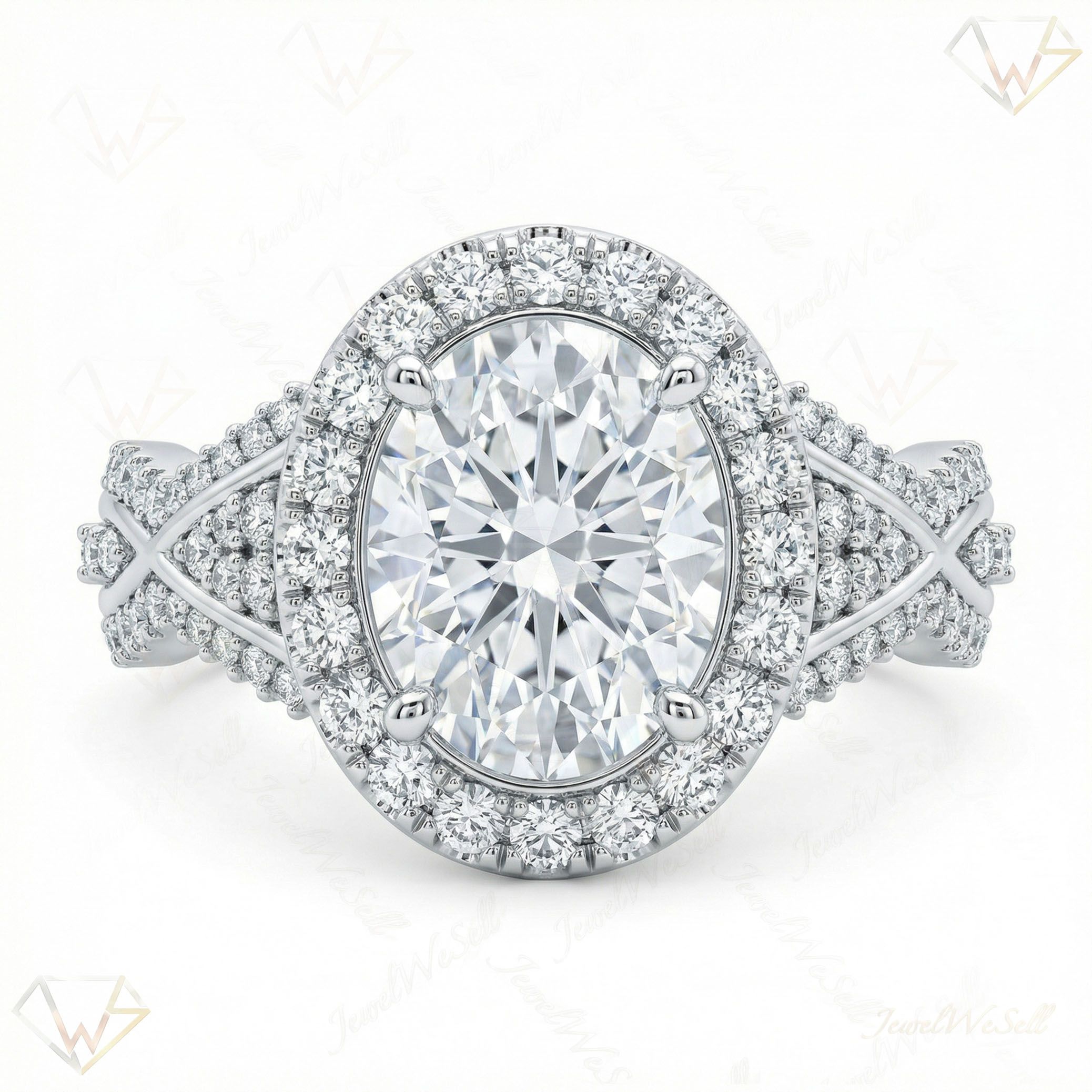3.00 ct EF VS Lab Grown Diamond Halo Engagement Ring in 10k White Gold _ Sz0700 111892