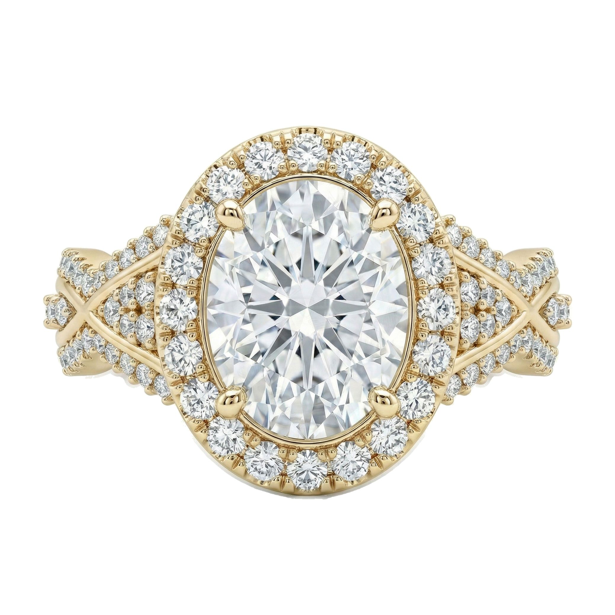 3.00 ct EF VS Lab Grown Diamond Halo Engagement Ring in 10k Yellow Gold _ Sz0700 111892
