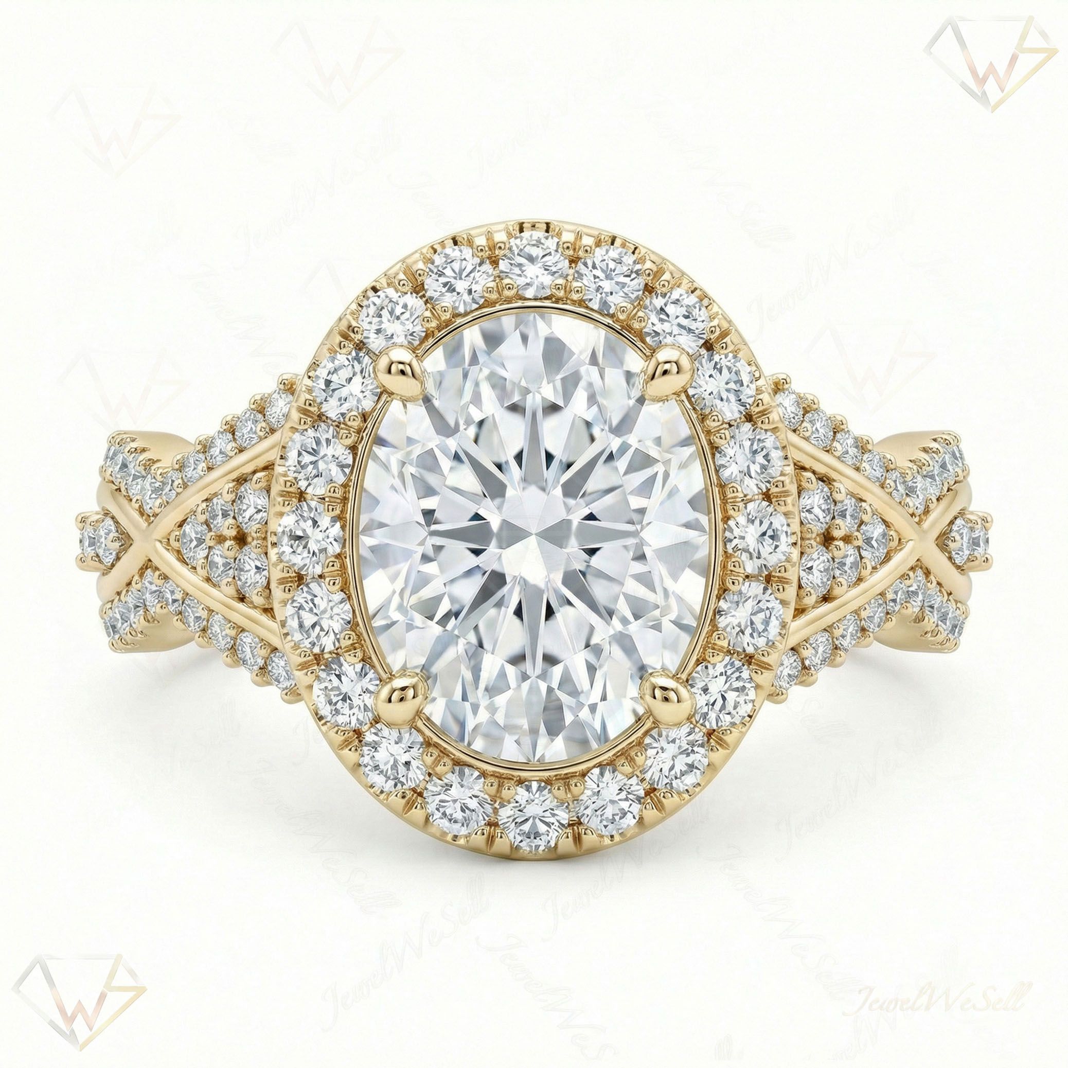 3.00 ct EF VS Lab Grown Diamond Halo Engagement Ring in 14k Yellow Gold _ Sz0700 111892