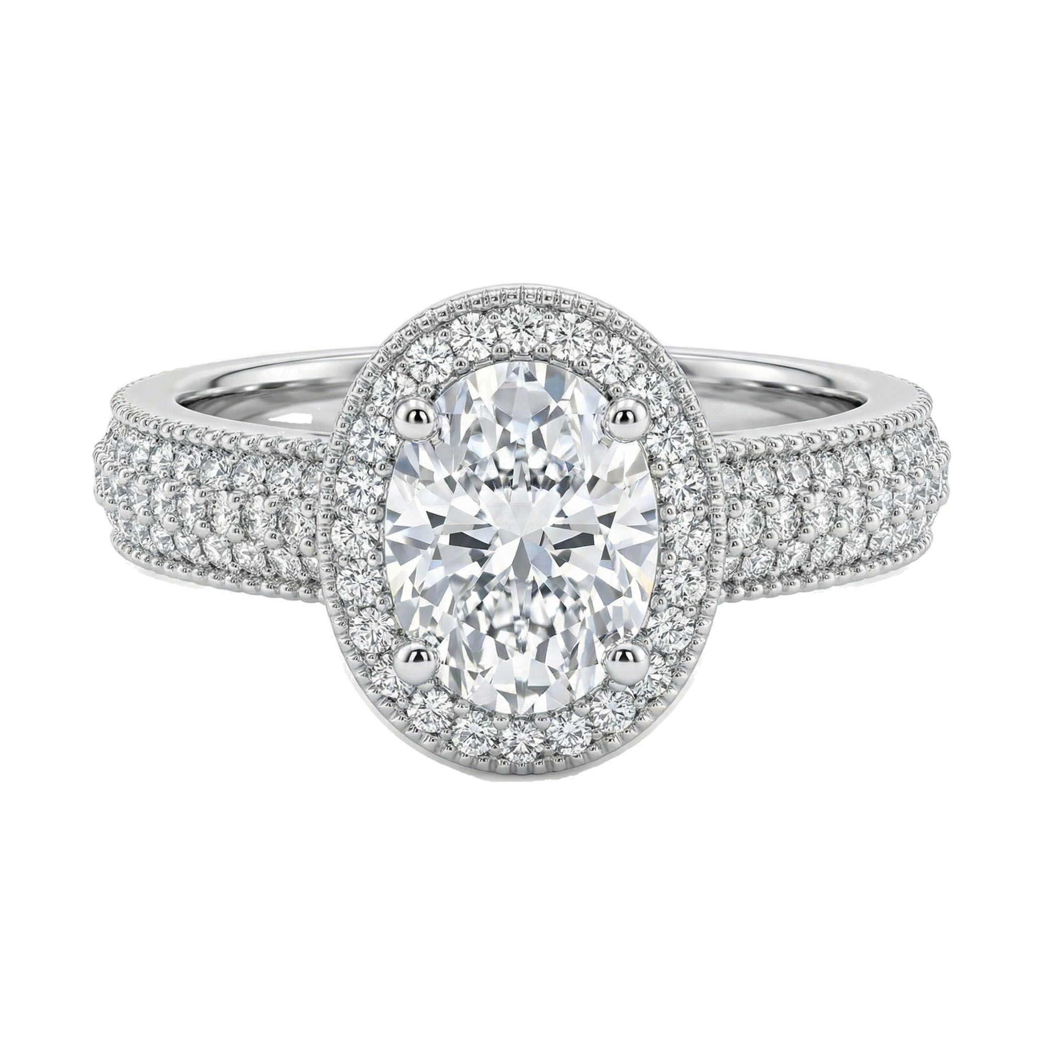 1.66 ct EF VS Lab Grown Diamond Halo Engagement Ring in 10k White Gold _ Sz0500 111893