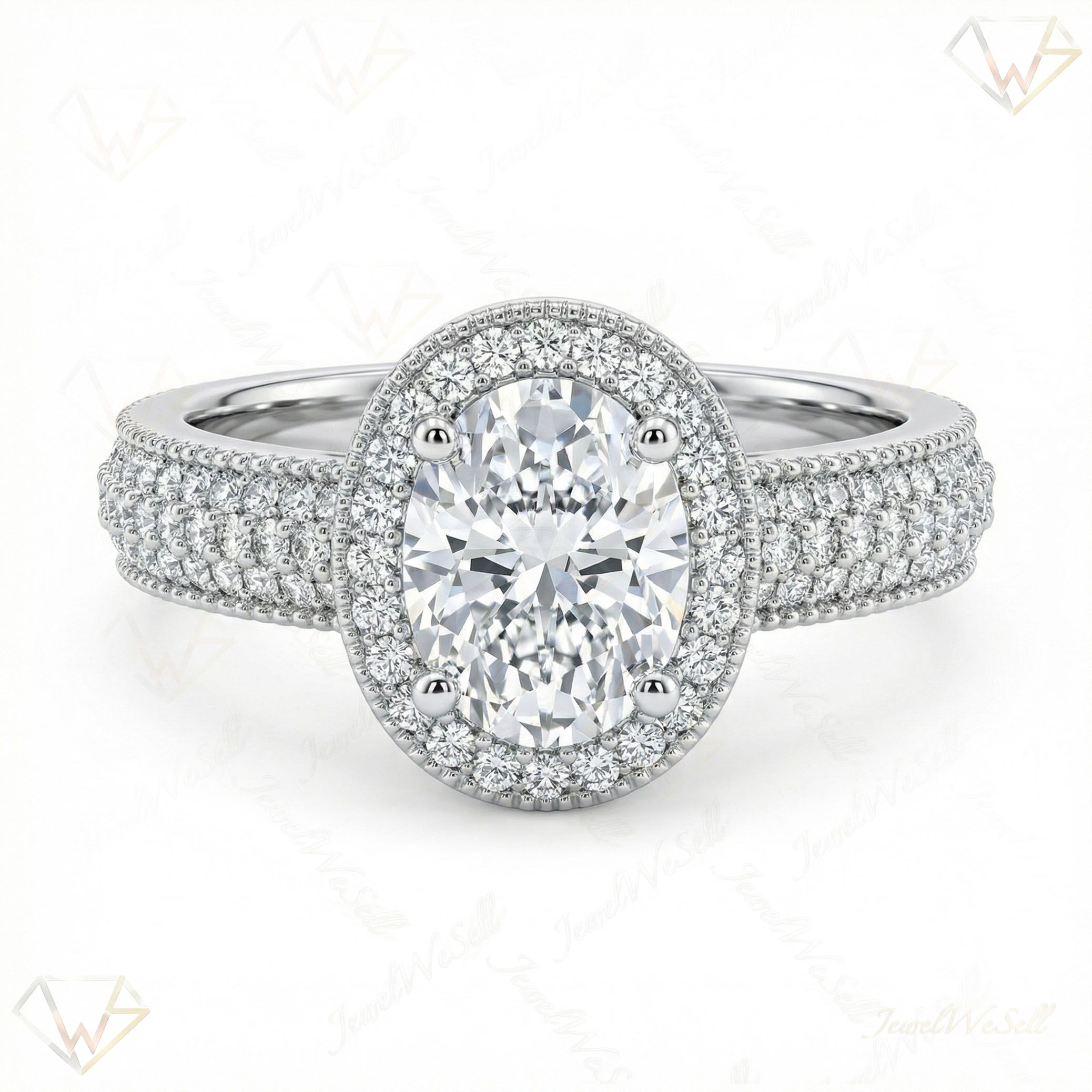 1.66 ct EF VS Lab Grown Diamond Halo Engagement Ring in 10k White Gold _ Sz0425 111893