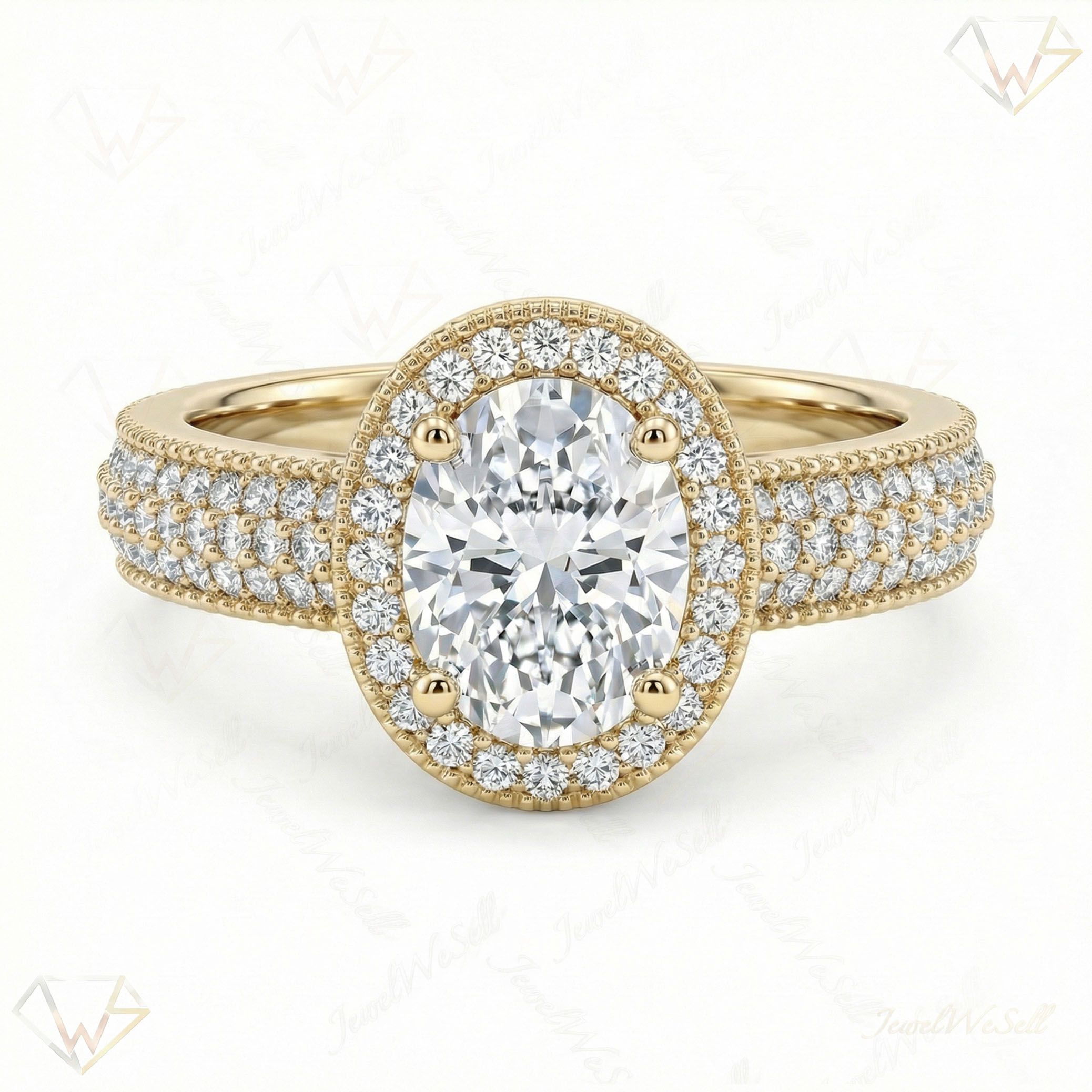 1.66 ct EF VS Lab Grown Diamond Halo Engagement Ring in 10k Yellow Gold _ Sz0575 111893