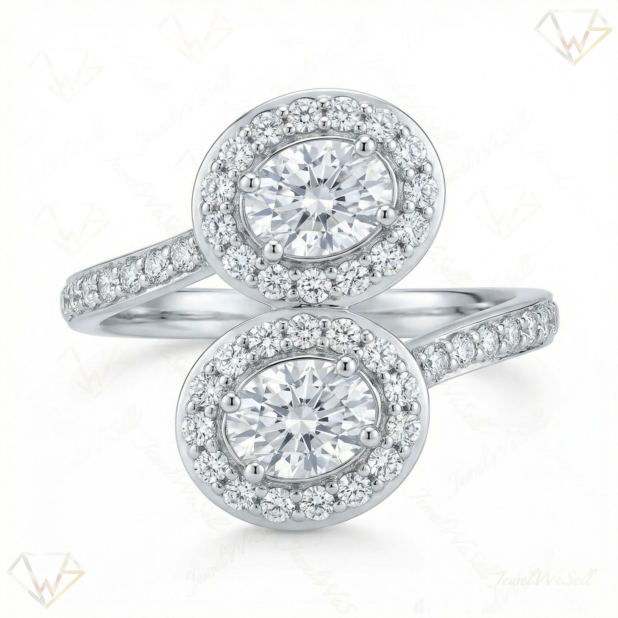 1.25 ct EF VS Lab Grown Diamond Fancy Ring in 14k White Gold _ Sz0775 11266