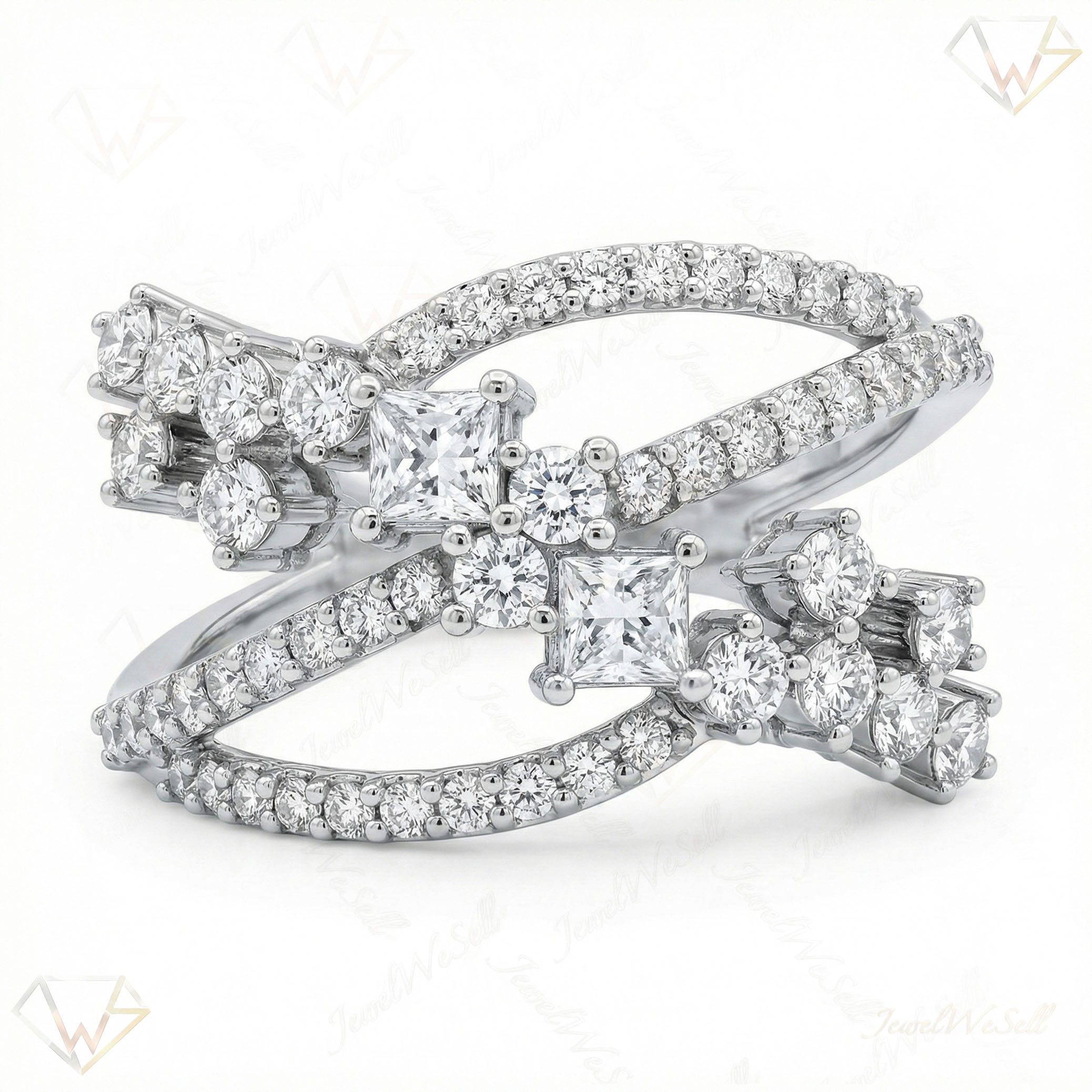 1.15 ct EF VS Lab Grown Diamond Fancy Ring in 10k White Gold _ Sz0500 11348