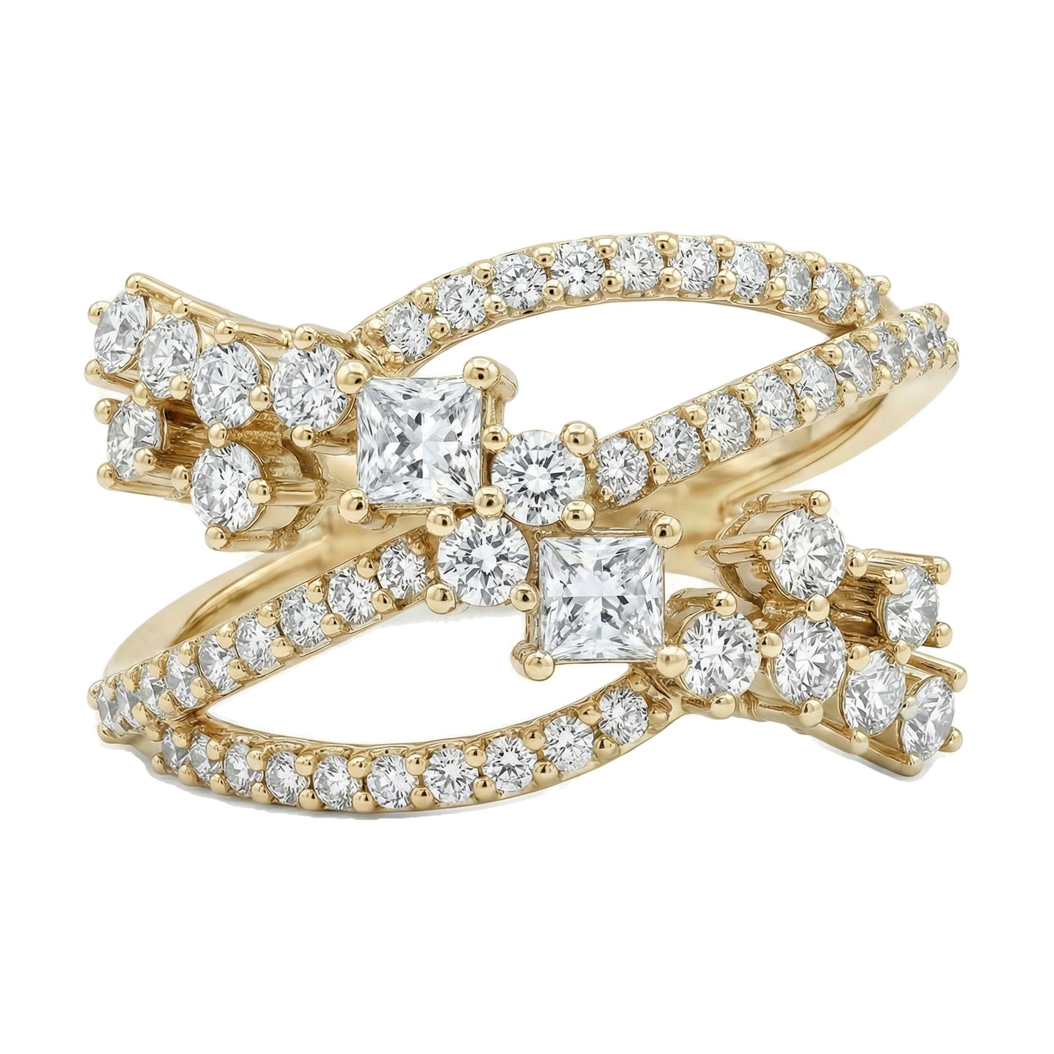 1.15 ct EF VS Lab Grown Diamond Fancy Ring in 14k Yellow Gold _ Sz0875 11348