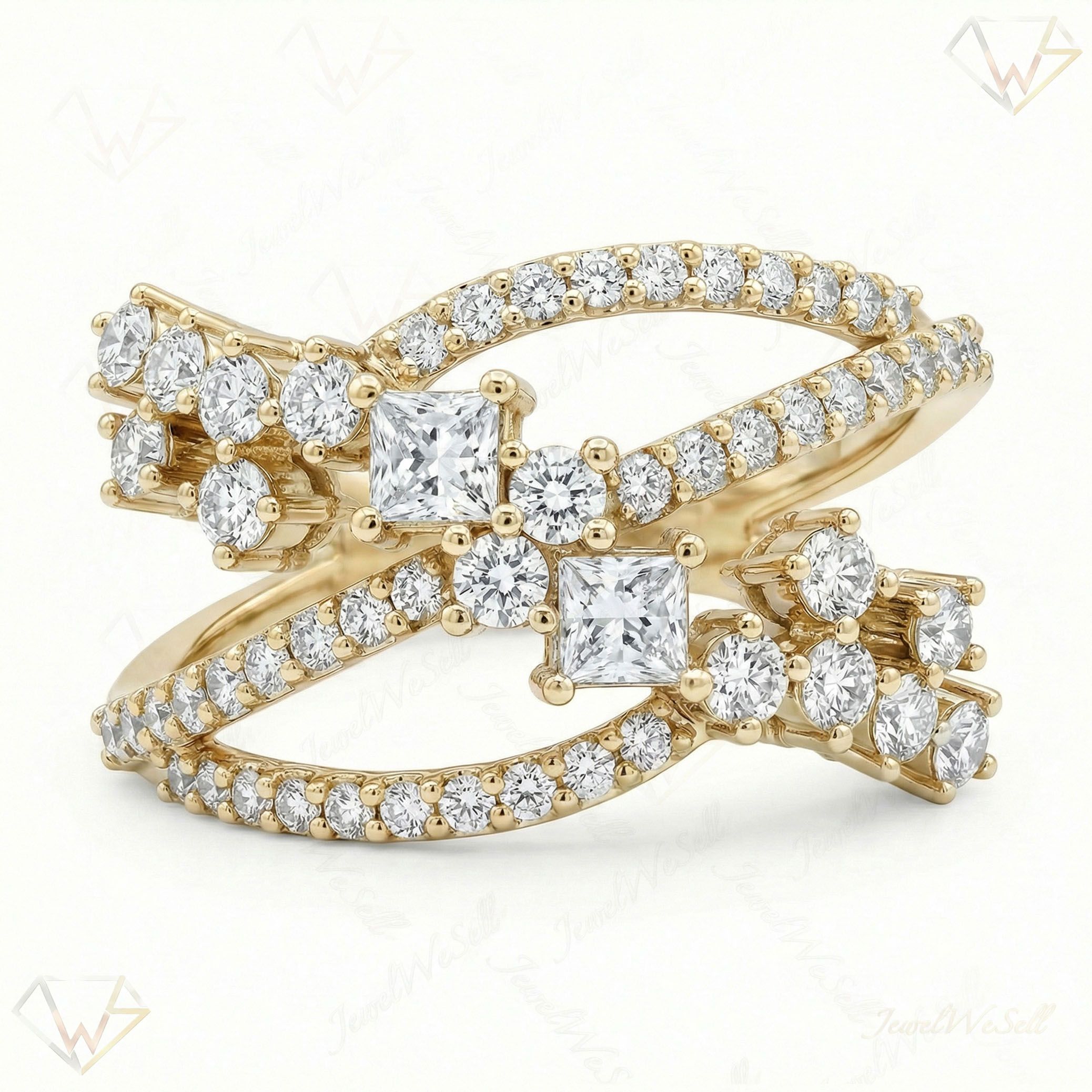1.15 ct EF VS Lab Grown Diamond Fancy Ring in 10k Yellow Gold _ Sz0875 11348